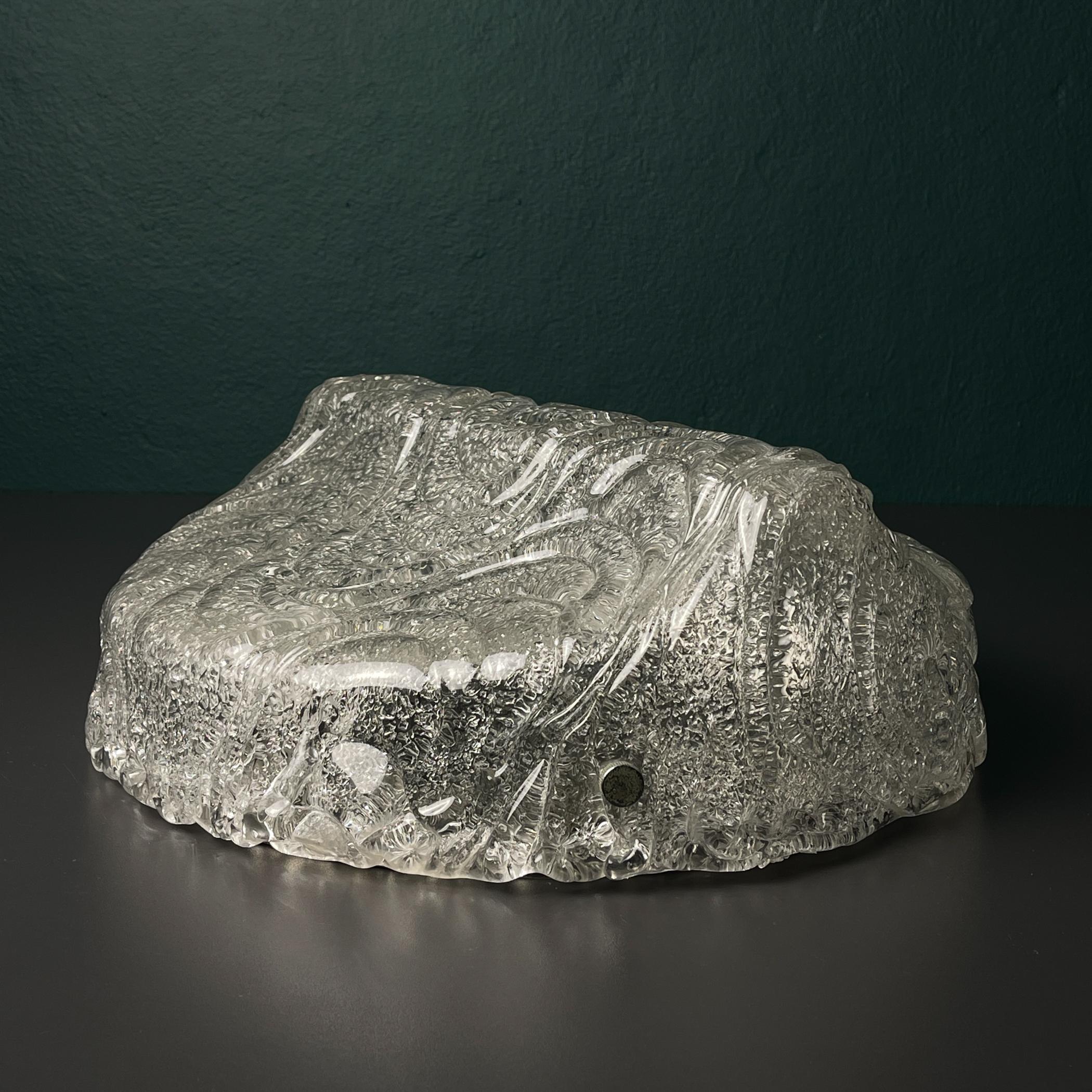 Large murano ice glass ceiling lamp by J.T.Kalmar, Austria, 1960s For Sale 3