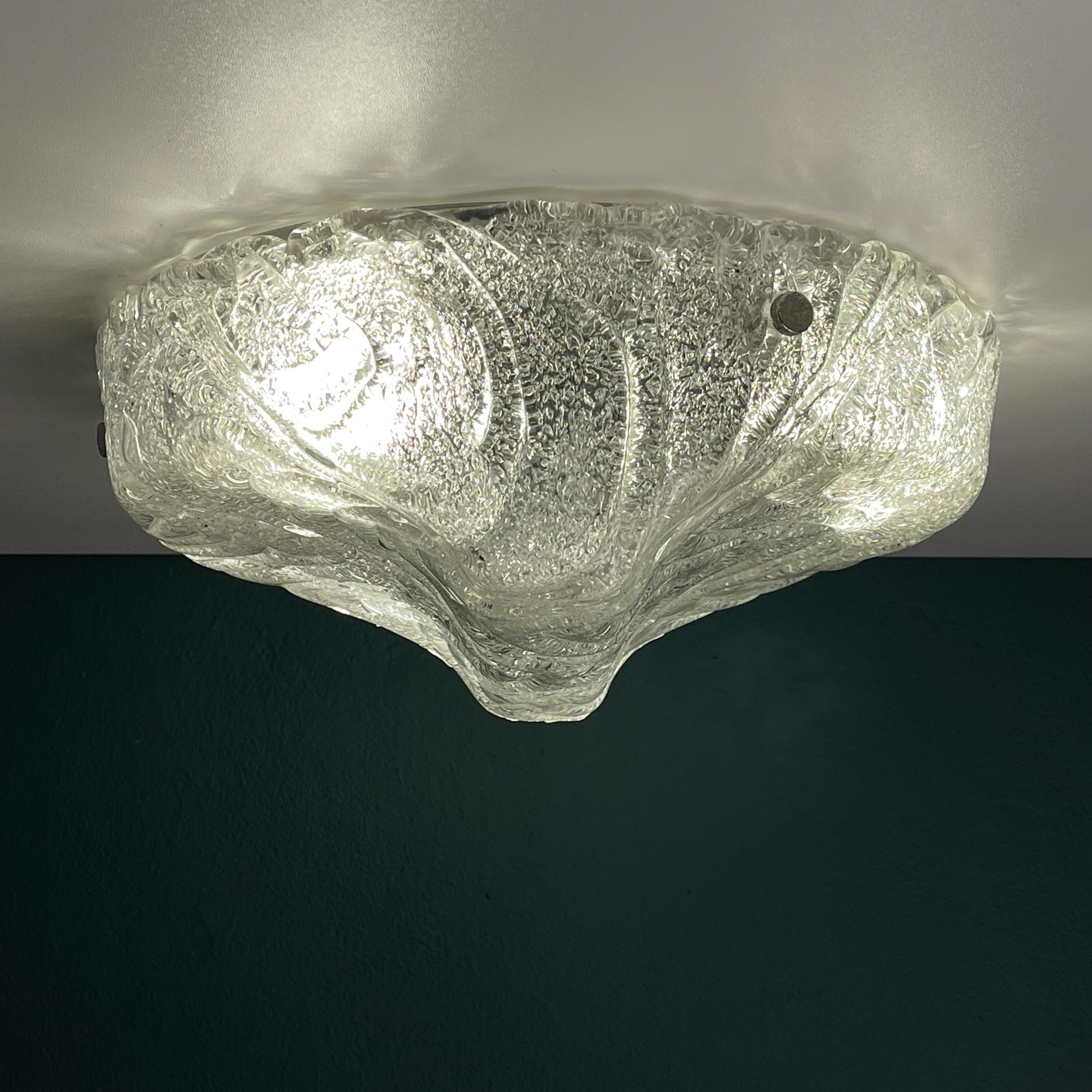 Large murano ice glass ceiling lamp by J.T.Kalmar, Austria, 1960s For Sale 5