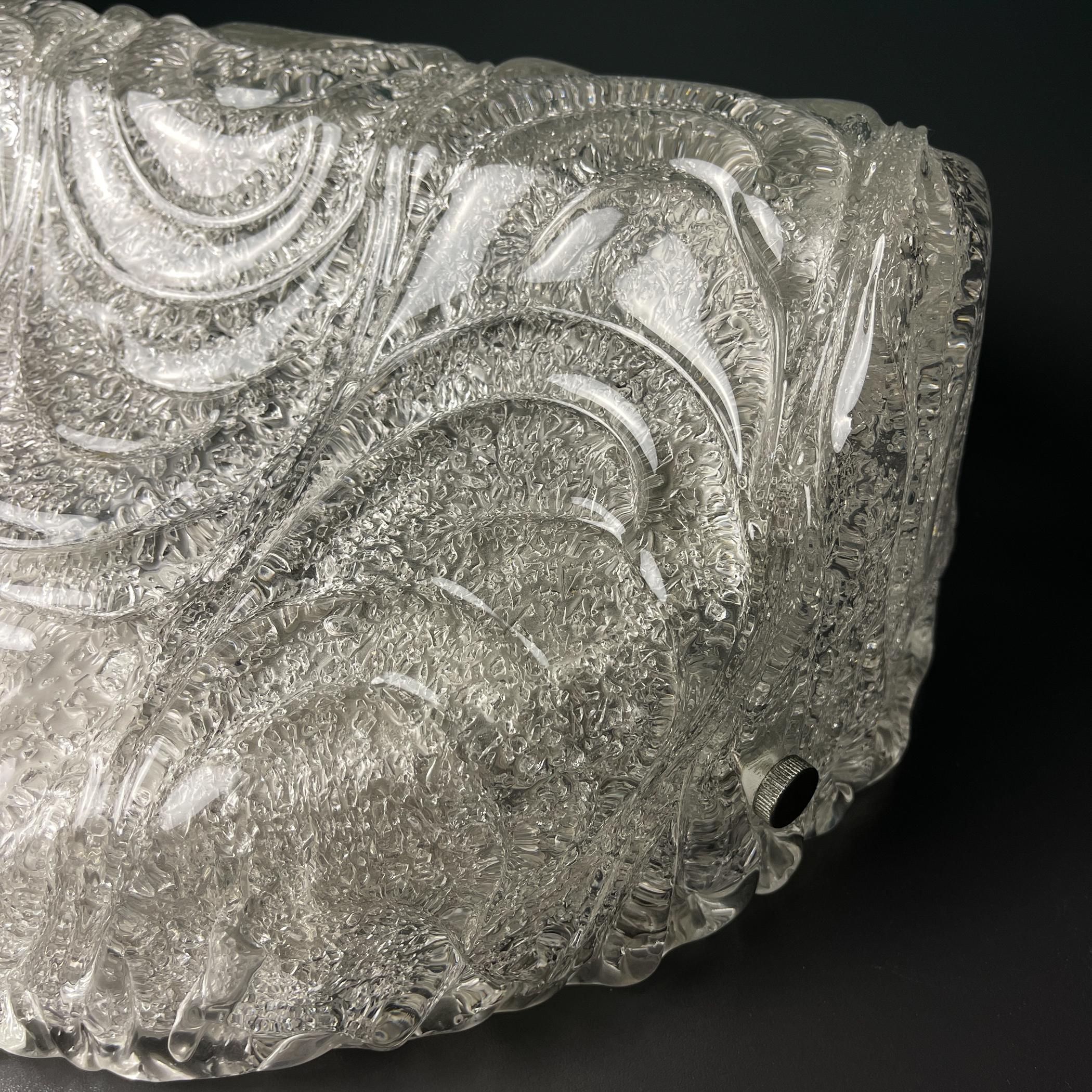 Large murano ice glass ceiling lamp by J.T.Kalmar, Austria, 1960s For Sale 7