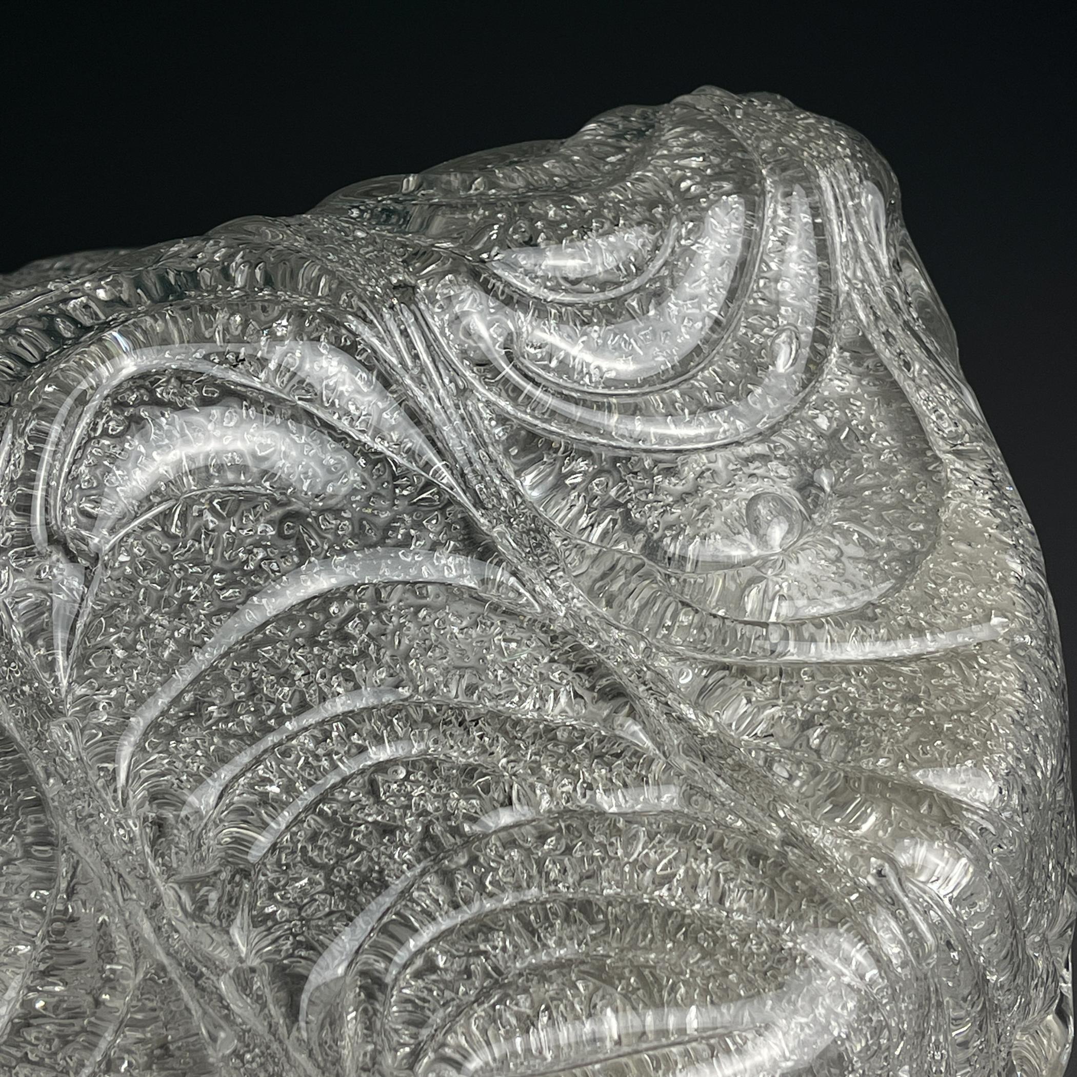 Large murano ice glass ceiling lamp by J.T.Kalmar, Austria, 1960s For Sale 8