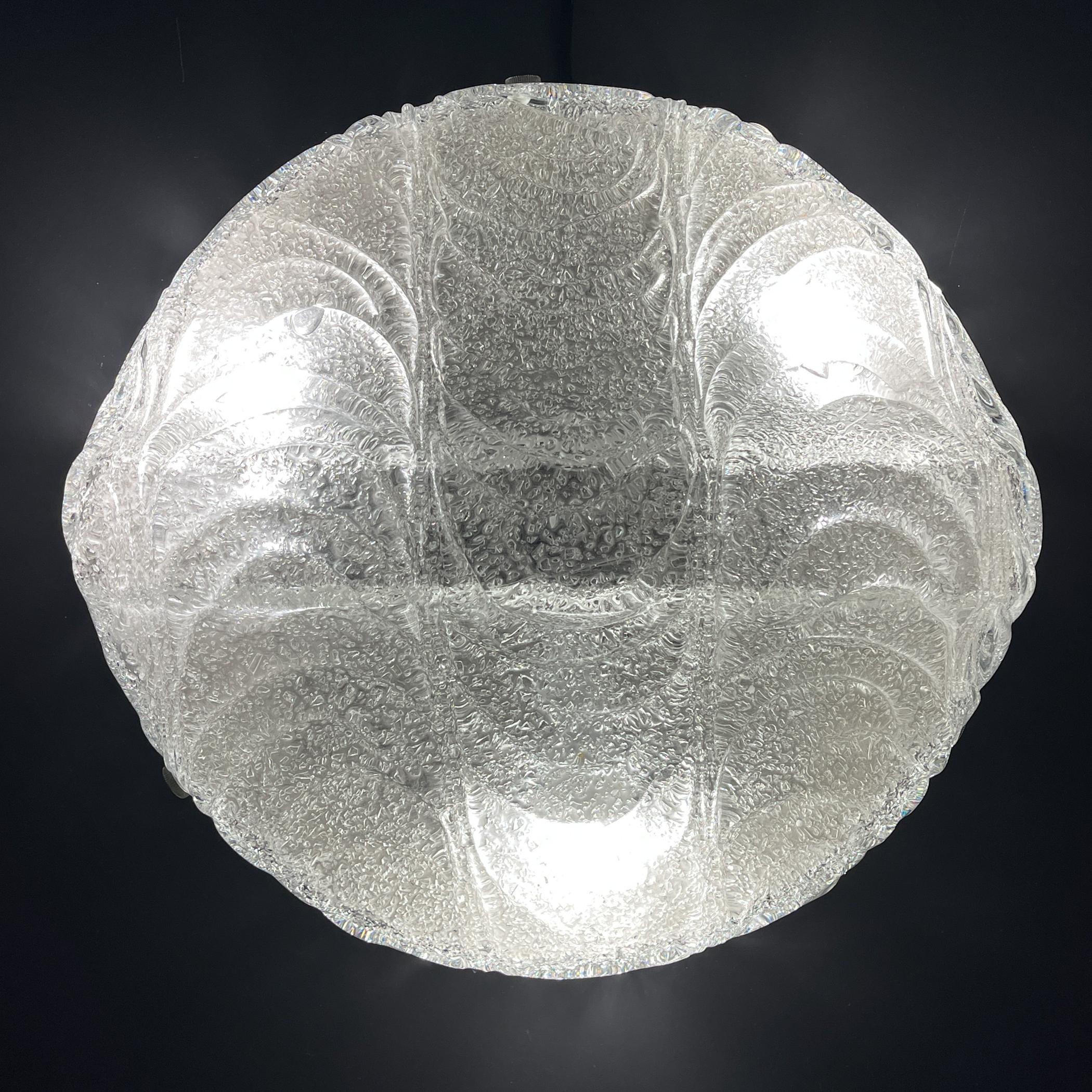 Mid-Century Modern Large murano ice glass ceiling lamp by J.T.Kalmar, Austria, 1960s For Sale