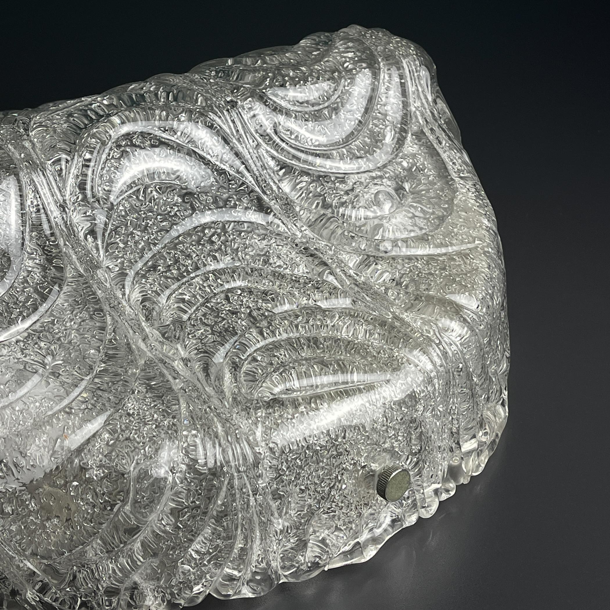 20th Century Large murano ice glass ceiling lamp by J.T.Kalmar, Austria, 1960s For Sale