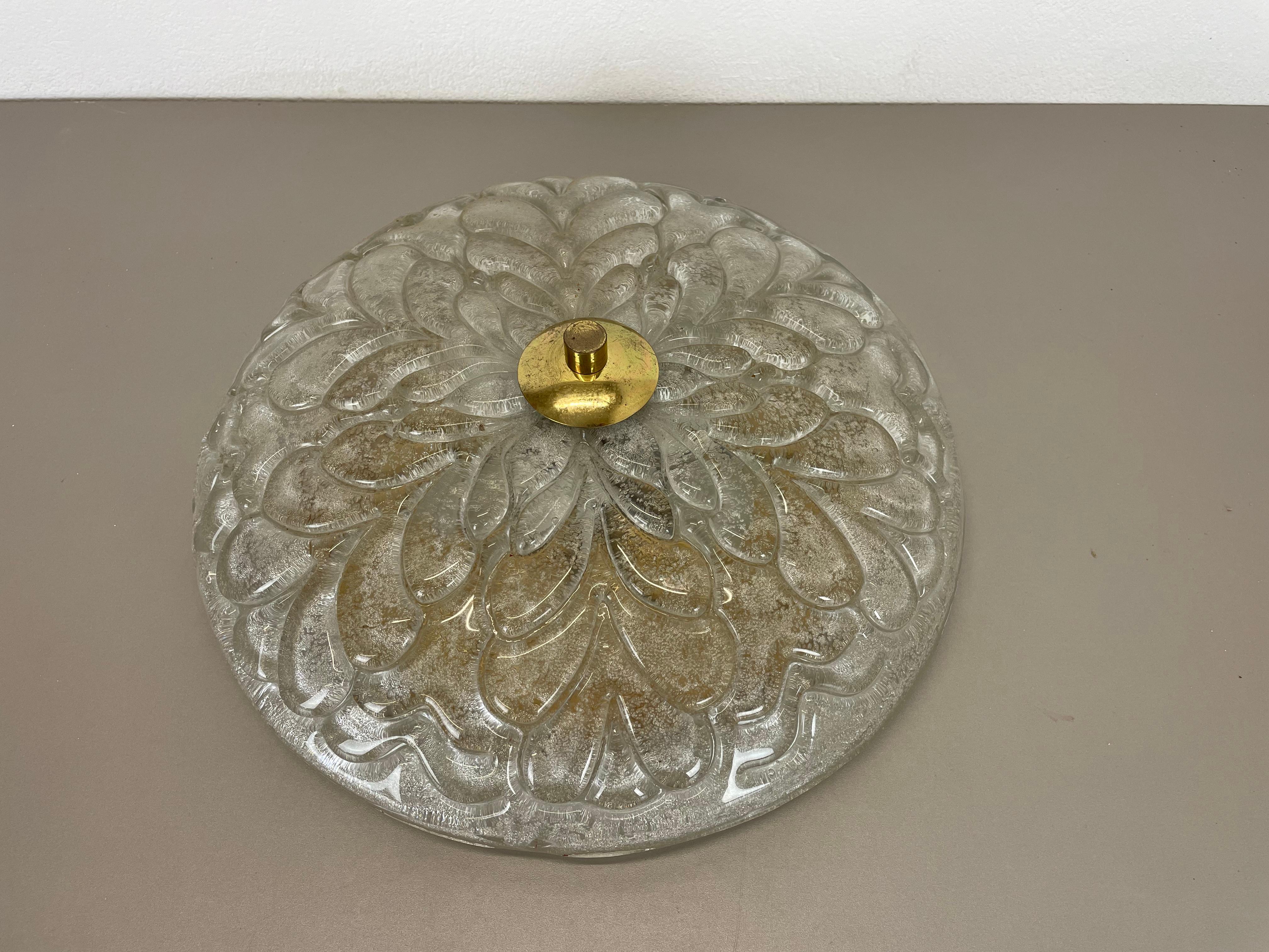 Gran lámpara de techo de cristal helado de Murano Aplique de pared estilo Kalmar, años 70 en venta 12