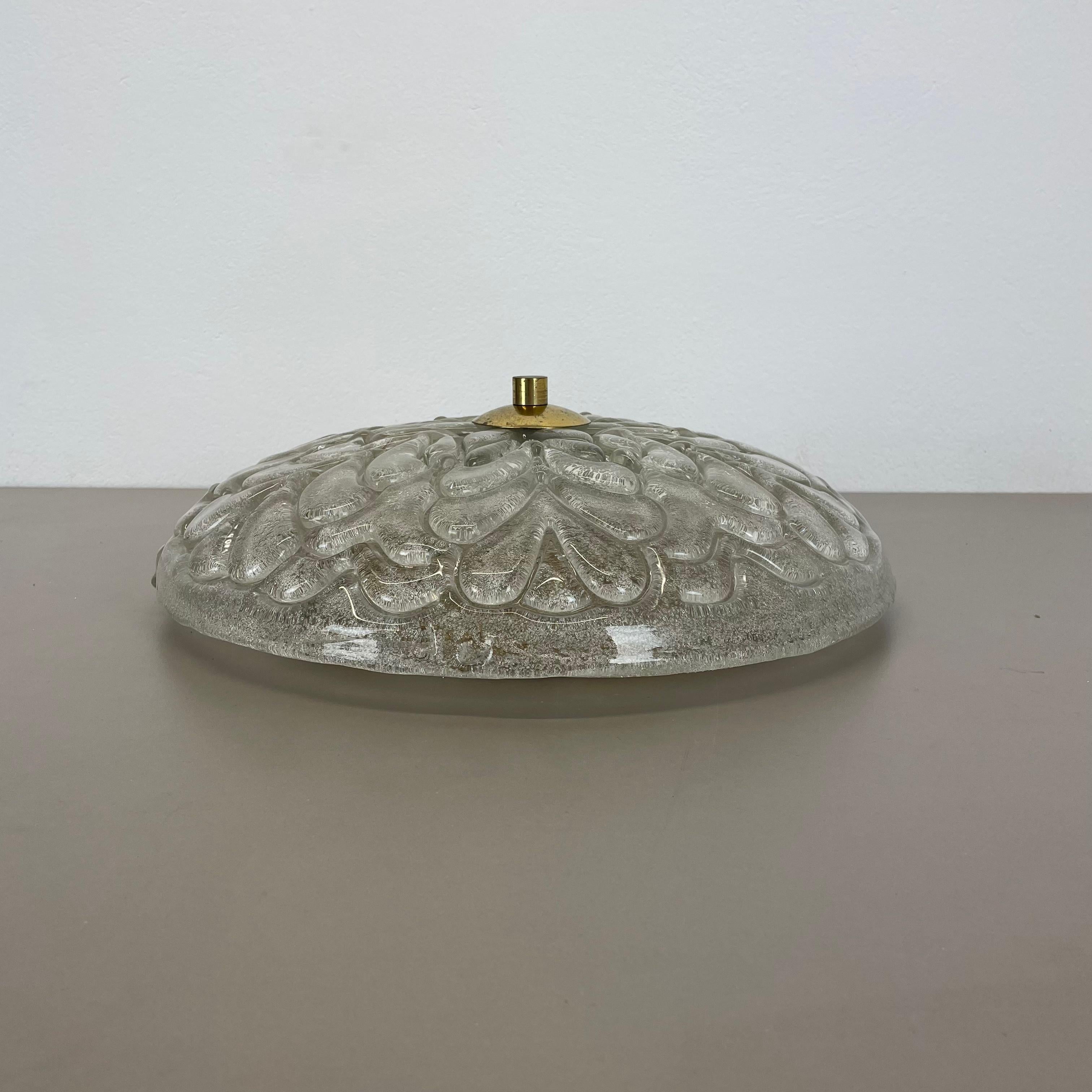 Gran lámpara de techo de cristal helado de Murano Aplique de pared estilo Kalmar, años 70 en venta 22