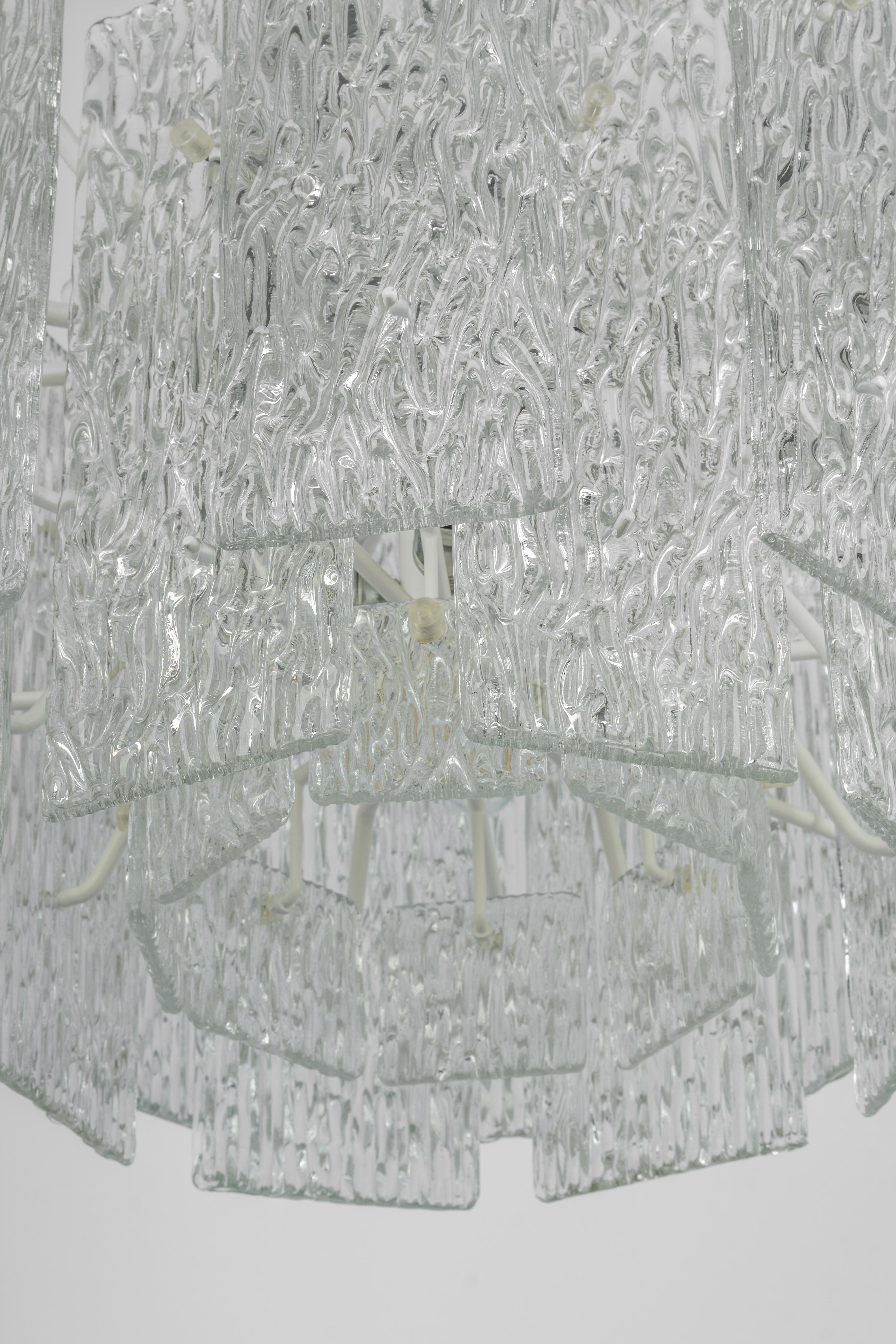 Large Murano Ice Glass Chandelier by Kalmar, Austria, 1960s For Sale 4