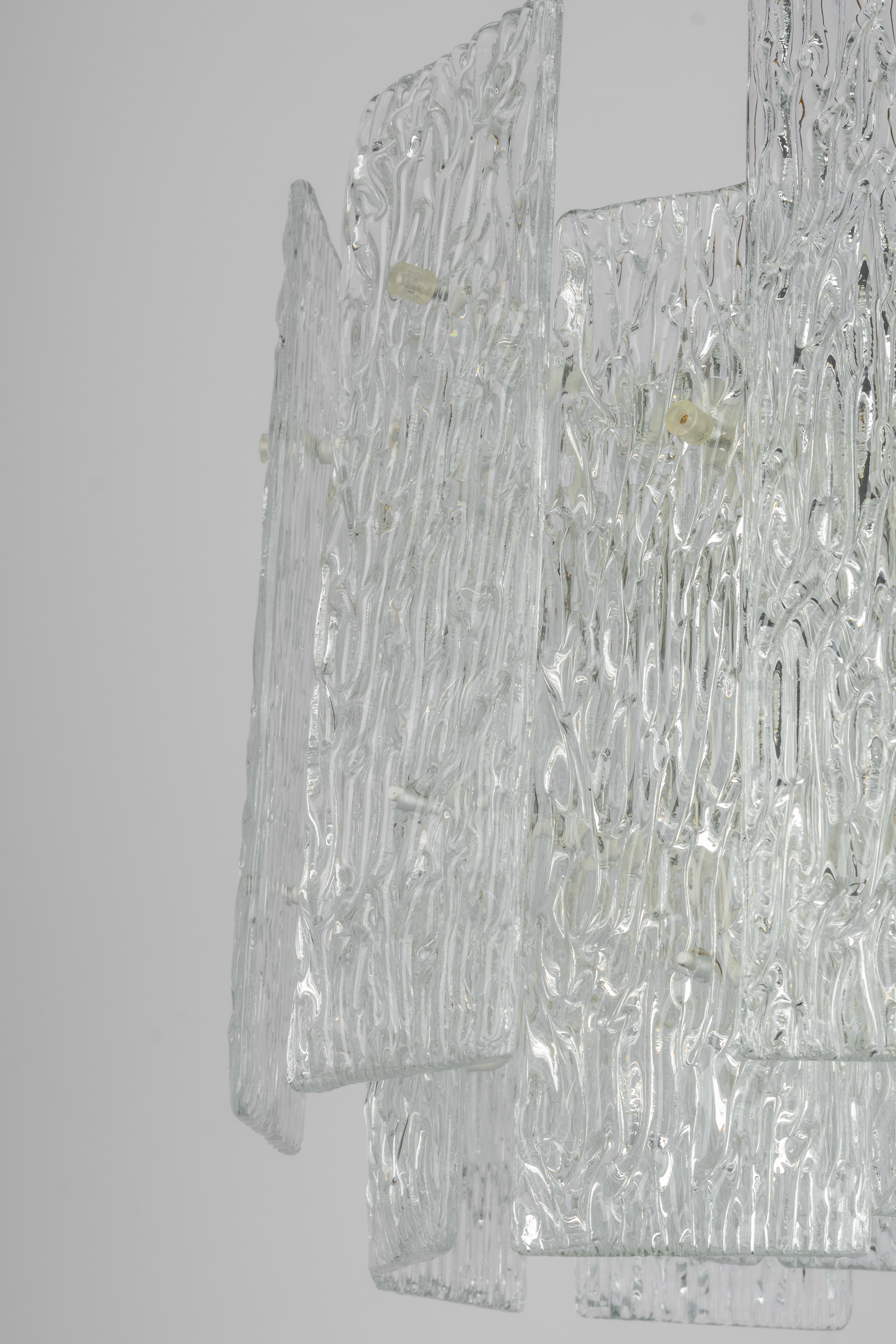 Large Murano Ice Glass Chandelier by Kalmar, Austria, 1960s For Sale 5
