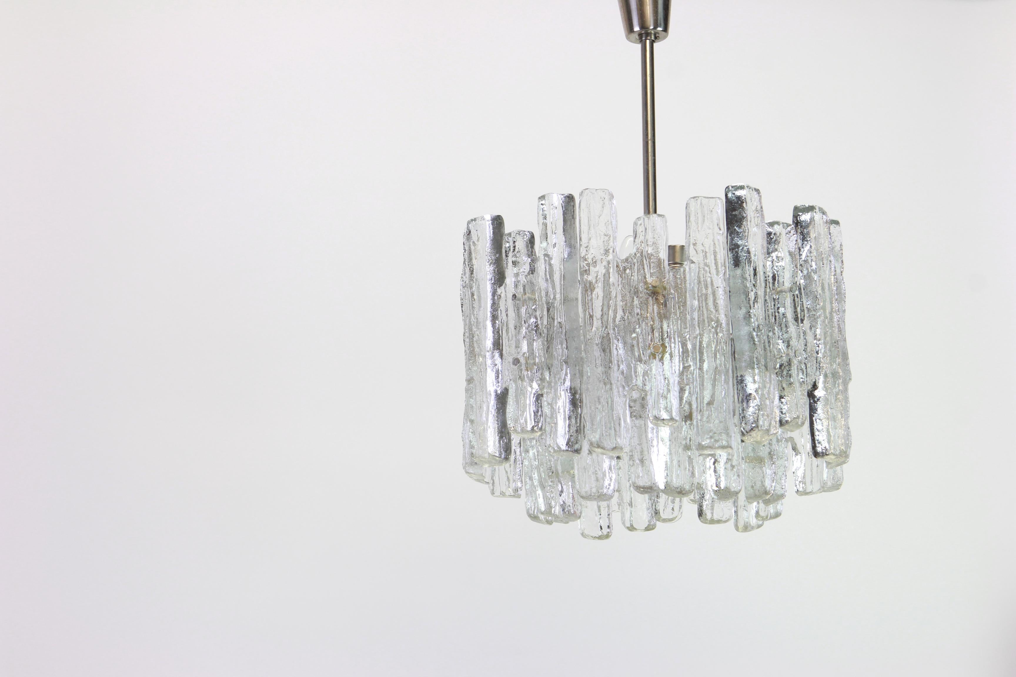 Murano Glass Large Murano Ice Glass Chandelier by Kalmar, Austria, 1960s