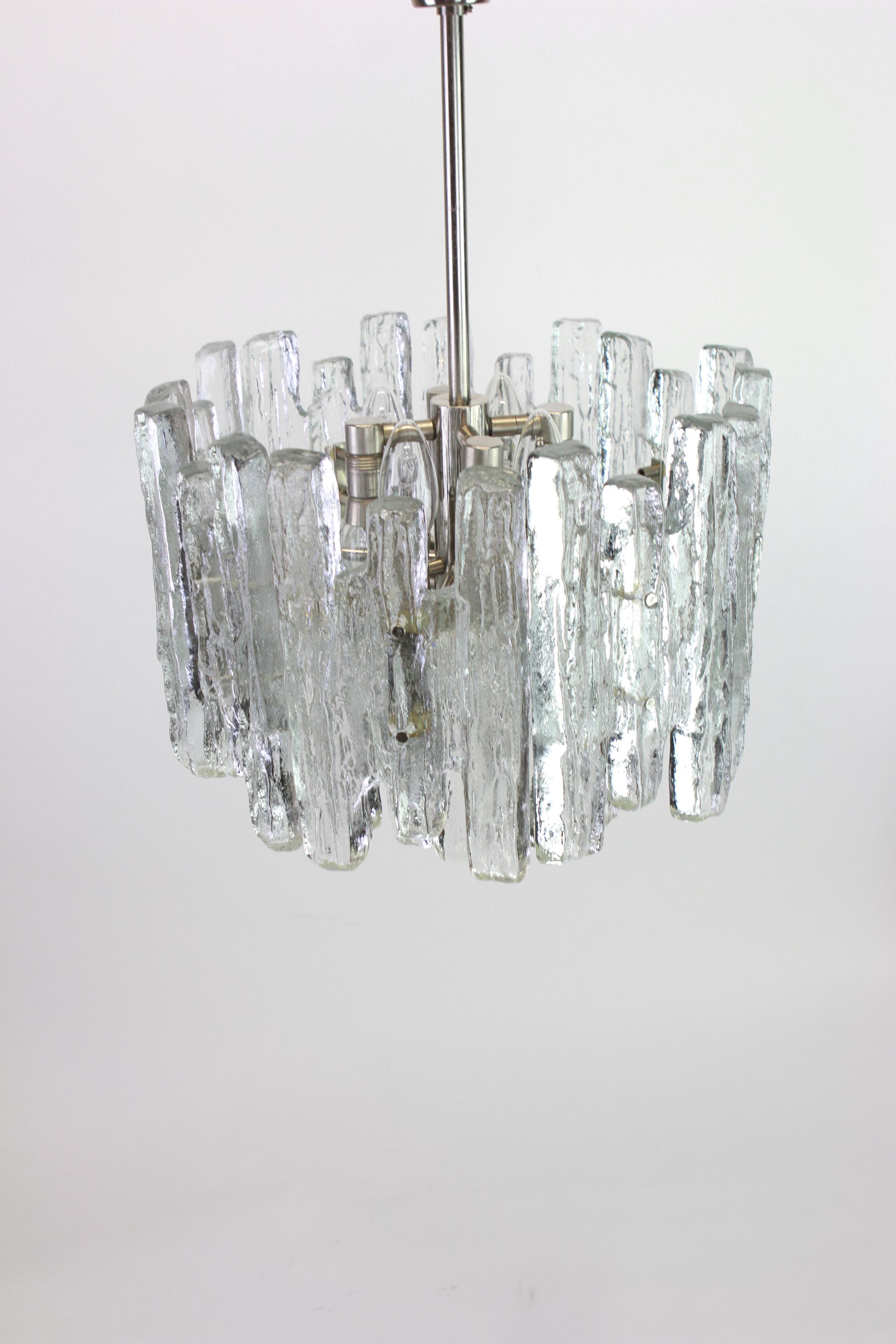 Large Murano Ice Glass Chandelier by Kalmar, Austria, 1960s 1