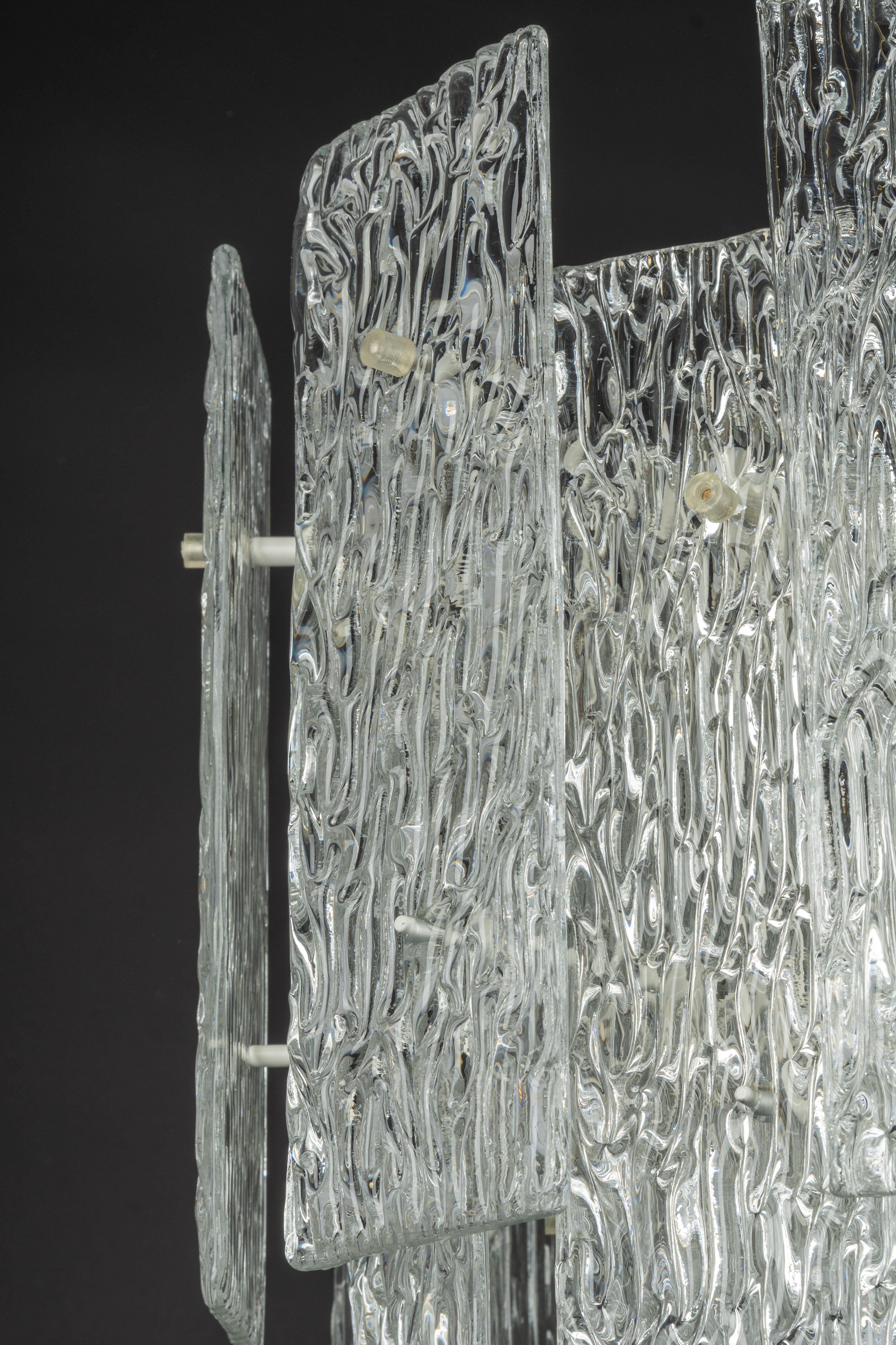 Large Murano Ice Glass Chandelier by Kalmar, Austria, 1960s For Sale 2