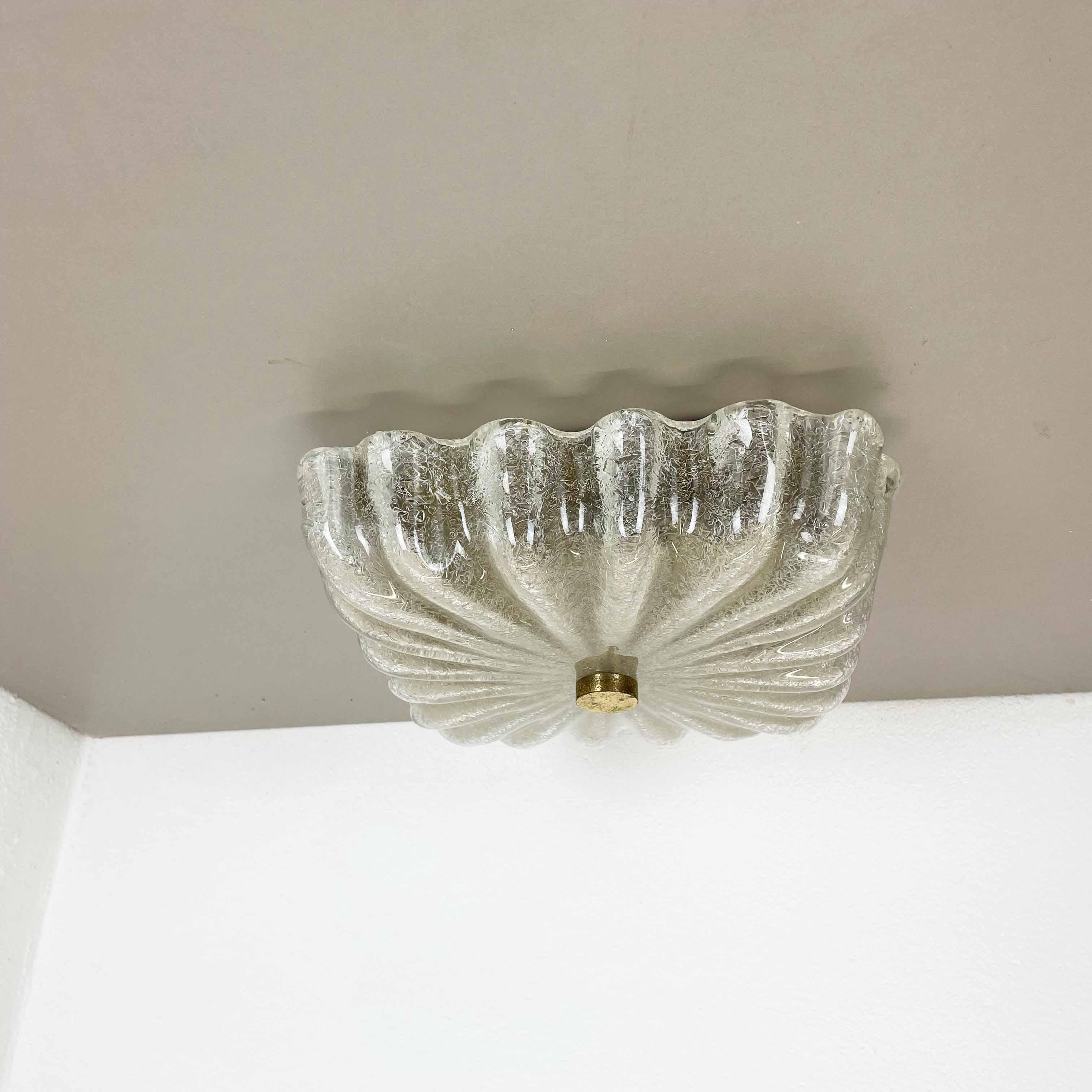 Large Murano Ice Glass Floral Flushmount Wall Light by Fischer Leuchten, Germany In Good Condition For Sale In Kirchlengern, DE