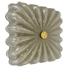 Large Murano Ice Glass Floral Flushmount Wall Light by Fischer Leuchten, Germany
