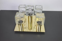 Large Murano Ice Glass Flush Mount by Kalmar, Austria, 1960s