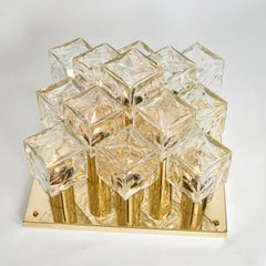 1 von 2 großen Einbaubeleuchtung aus Murano-Eisglas von Kalmar, Österreich, 1960er Jahre