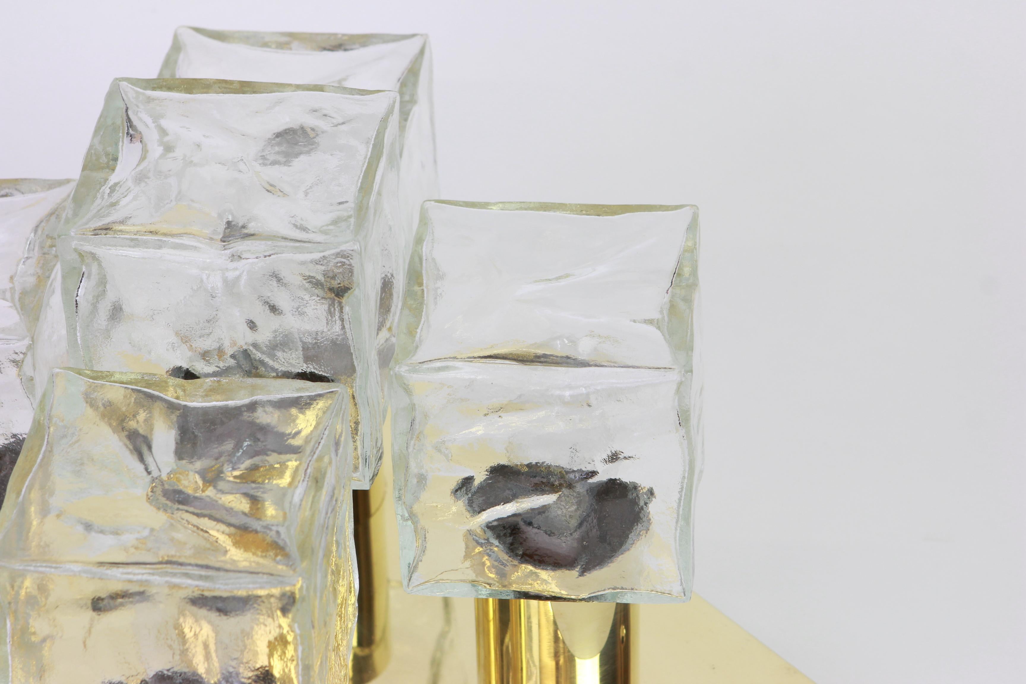 Grand luminaire encastré en verre de glace de Murano par Kalmar, Autriche, années 1960 en vente 1