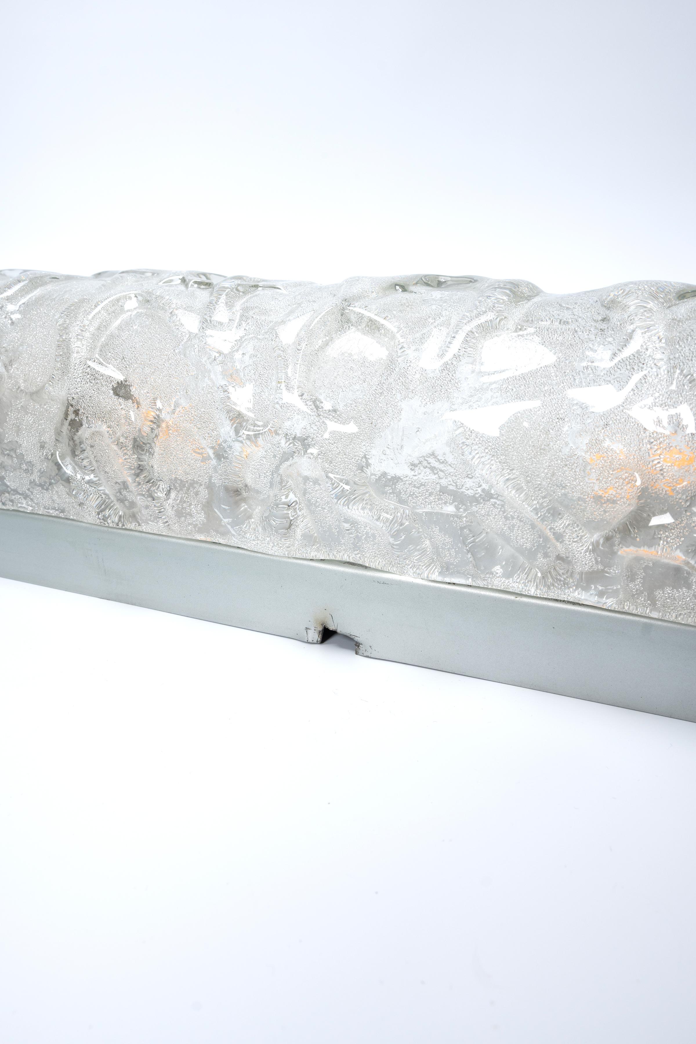 Large Murano Ice Glass Sconce Wall Light Hillebrand, Germany C.1970 For Sale 3