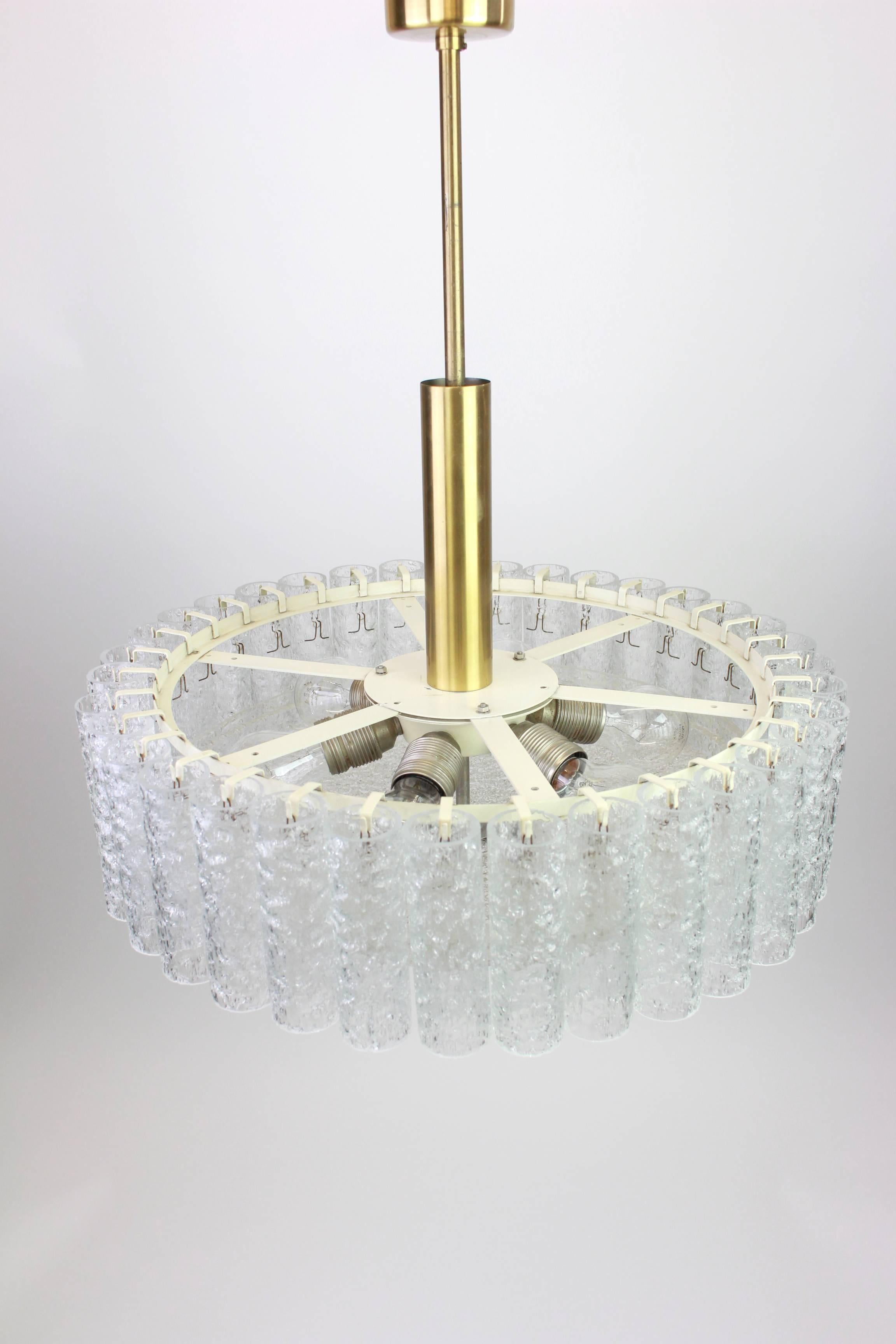 Late 20th Century Large Murano Ice Glass Tubes Chandelier by Doria, Germany, 1970s