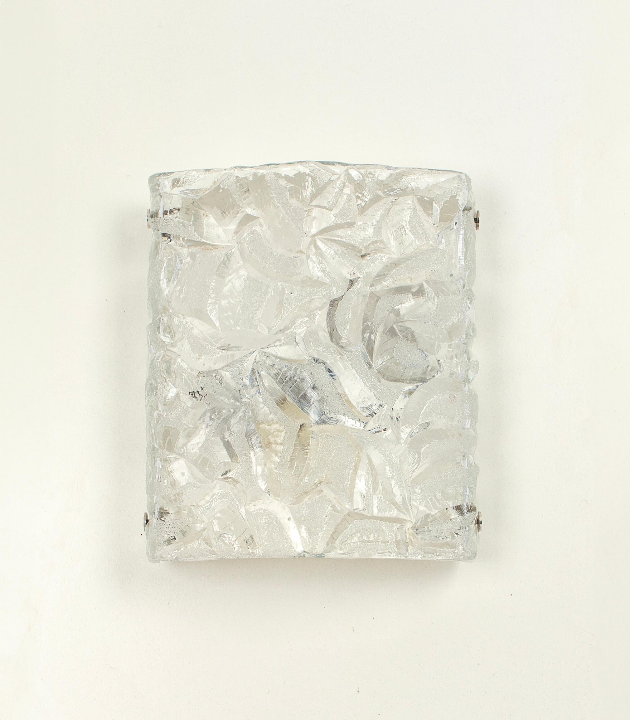 Großer Schminktischleuchter aus Murano-Eisglas von Kaiser, Deutschland, 1970er Jahre (Ende des 20. Jahrhunderts) im Angebot