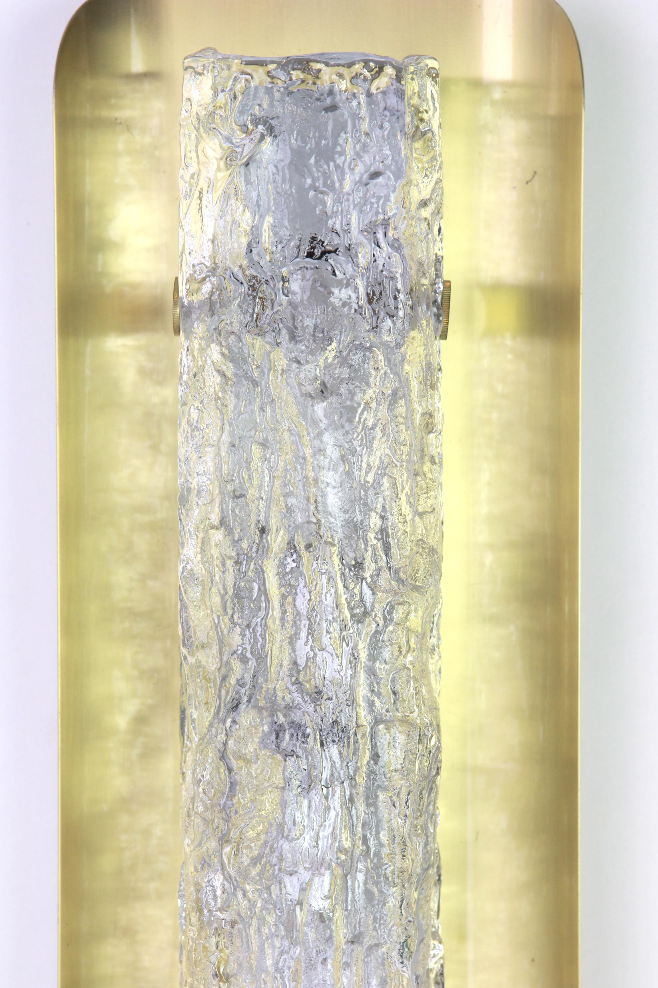 Große Waschtisch-Wandleuchter aus Murano-Eisglas von Kaiser, Deutschland, 1970er Jahre im Angebot 1