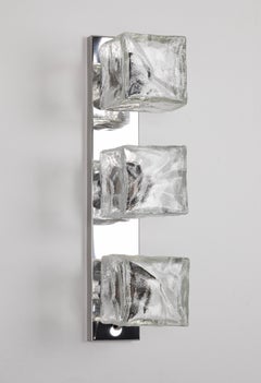 Large Murano Ice Glass Wall Light by Kalmar Cube, Austria, 1960s