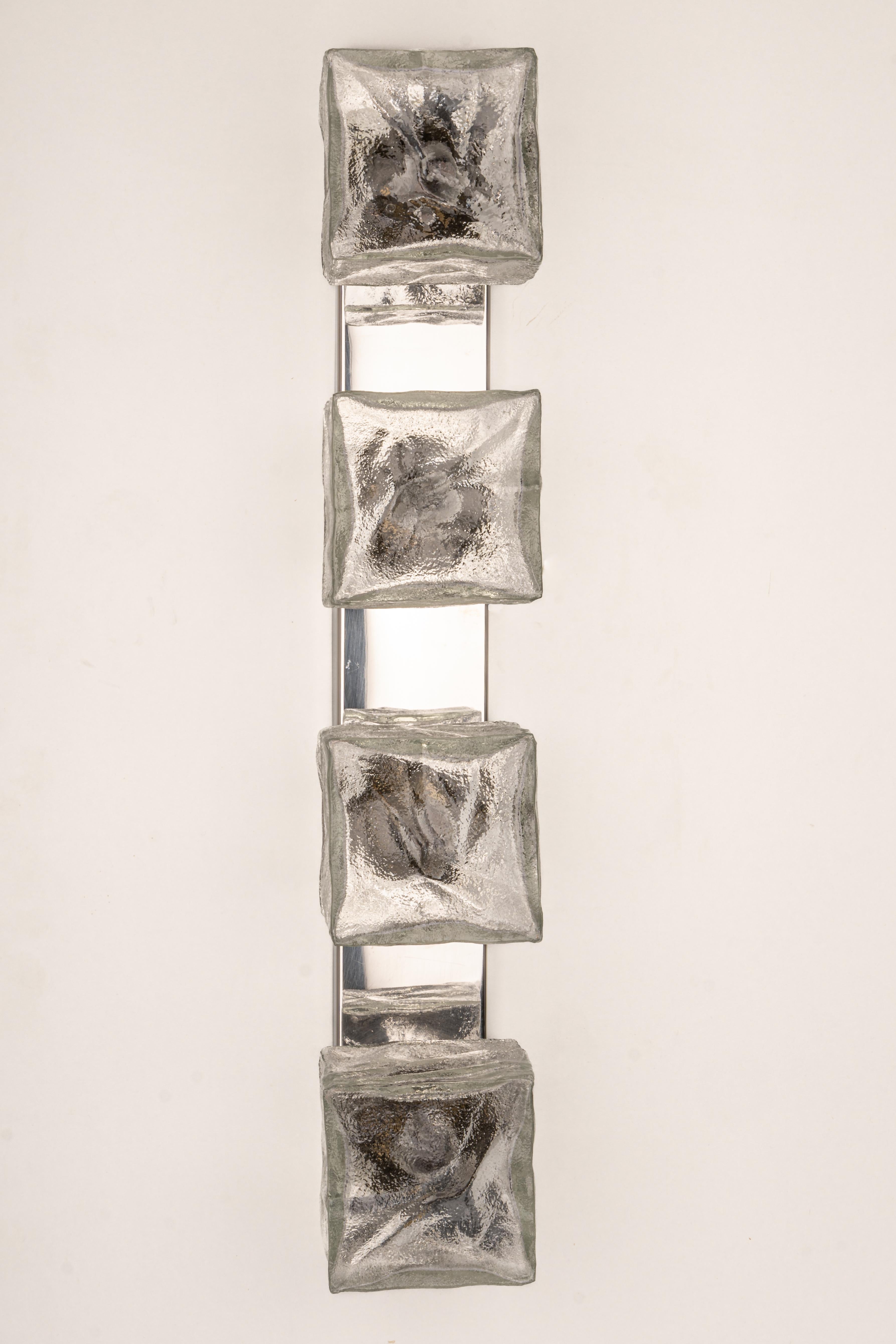 Große Wandleuchte aus Murano-Eisglas von Kalmar Cube, Österreich, 1960er Jahre im Zustand „Gut“ im Angebot in Aachen, NRW