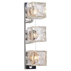 Large Murano Ice Glass Wall Light by Kalmar Cube, Austria, 1960s