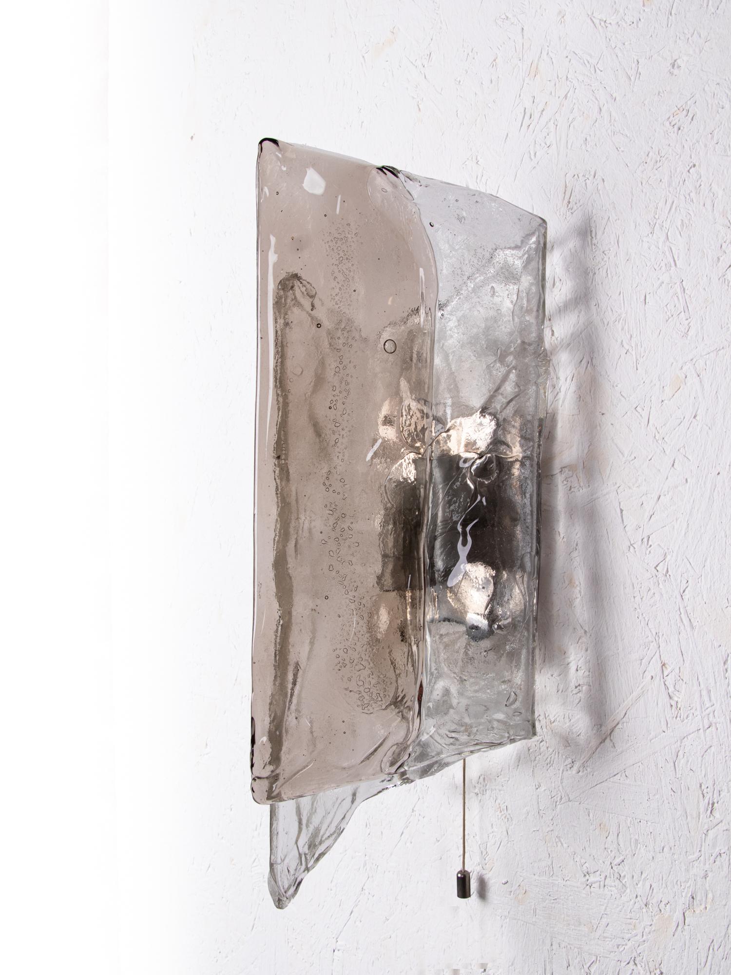 Mid-Century Modern Large Amber Murano Wall Sconce Glass & Chrome by Carlo Nason, J.T. Kalmar, 1960s For Sale