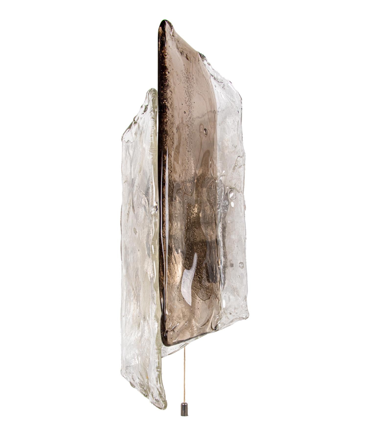 Austrian Large Amber Murano Wall Sconce Glass & Chrome by Carlo Nason, J.T. Kalmar, 1960s For Sale