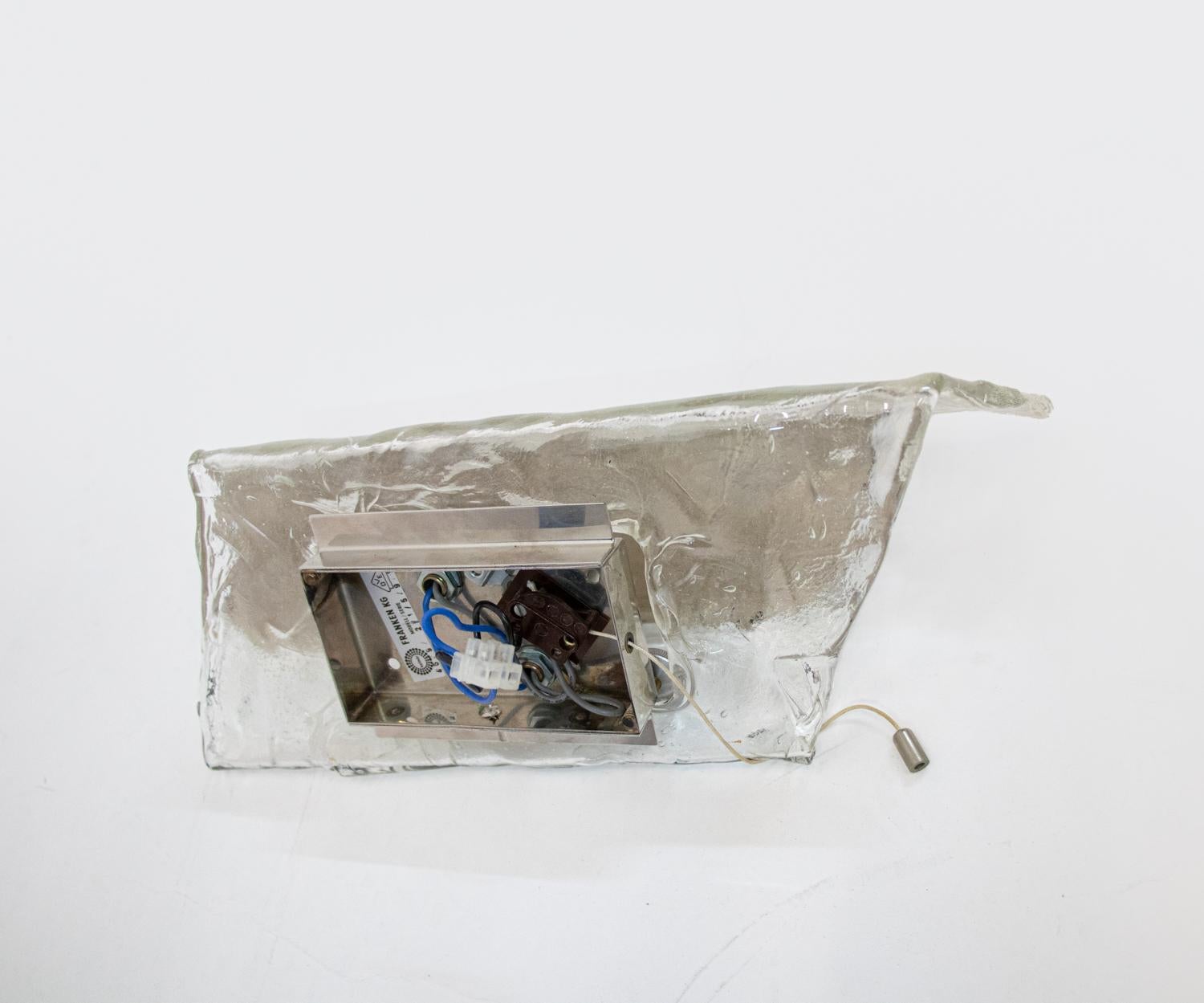 Mid-20th Century Large Amber Murano Wall Sconce Glass & Chrome by Carlo Nason, J.T. Kalmar, 1960s For Sale