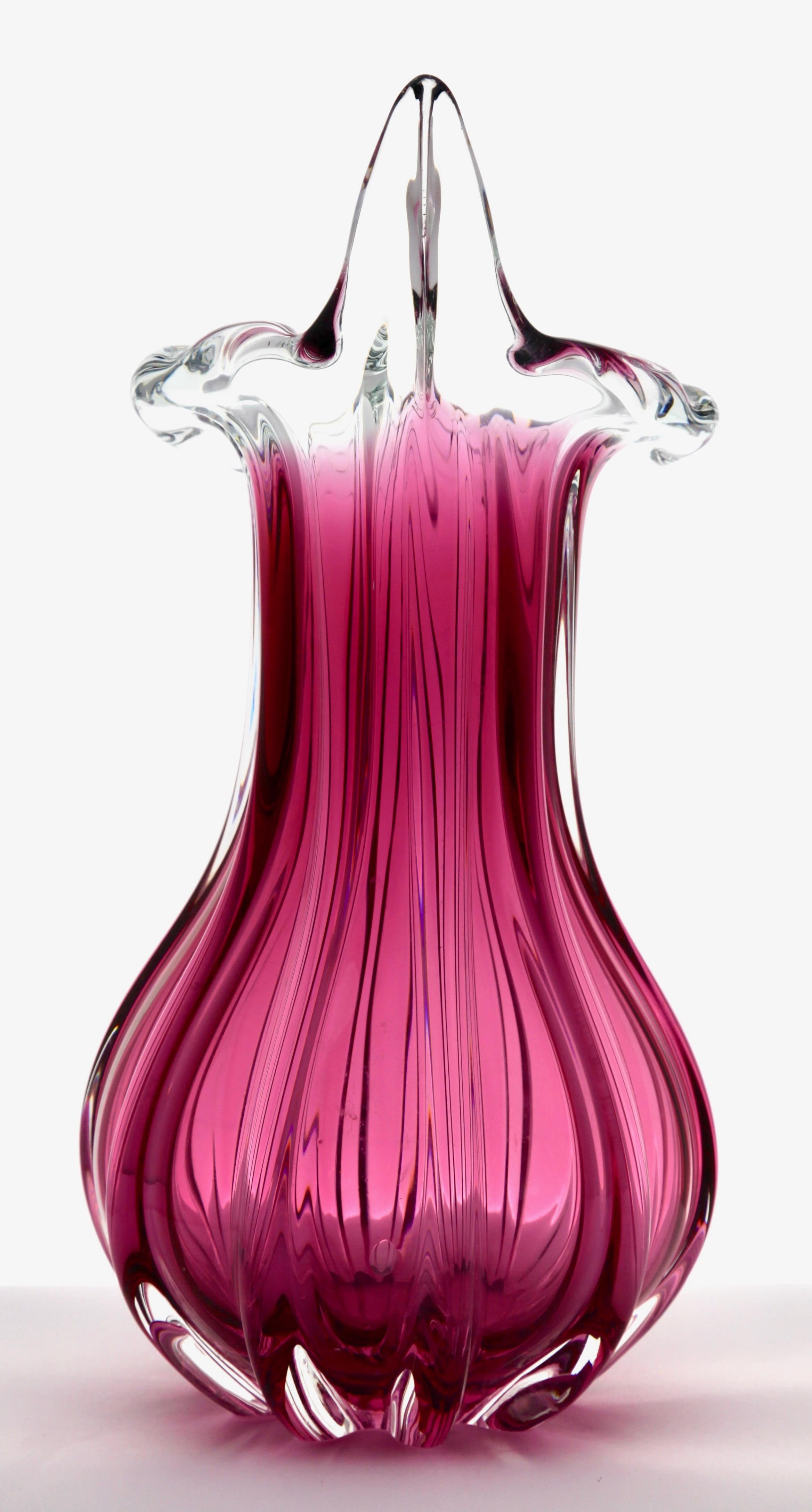 Italian Large Murano Jack-in-Pulpit Vase in Purple, Attributed to Barovier & Toso, 1950s