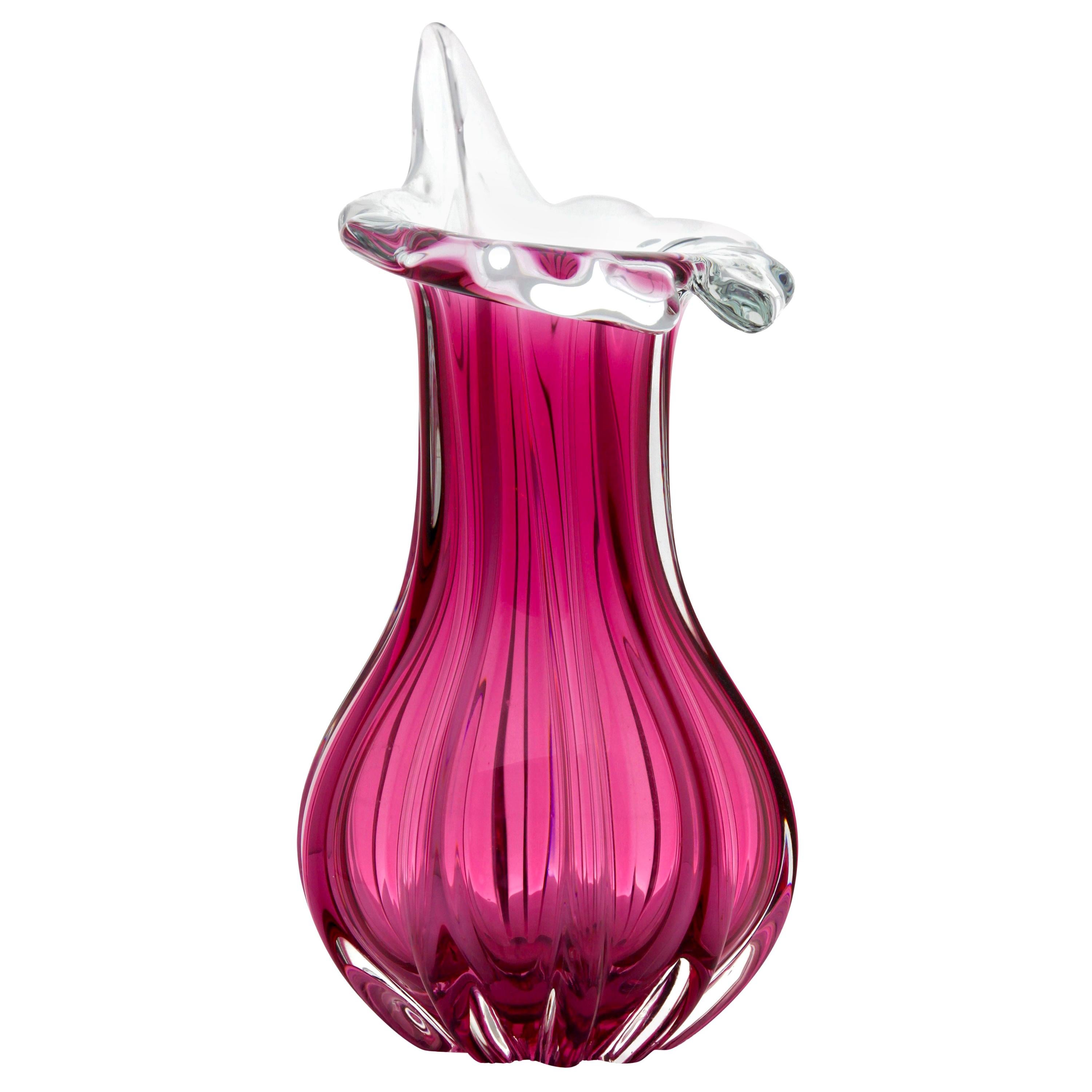 Large Murano Jack-in-Pulpit Vase in Purple, Attributed to Barovier & Toso, 1950s