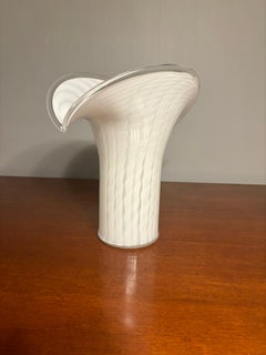 Large Murano Lily Vase in White and Clear