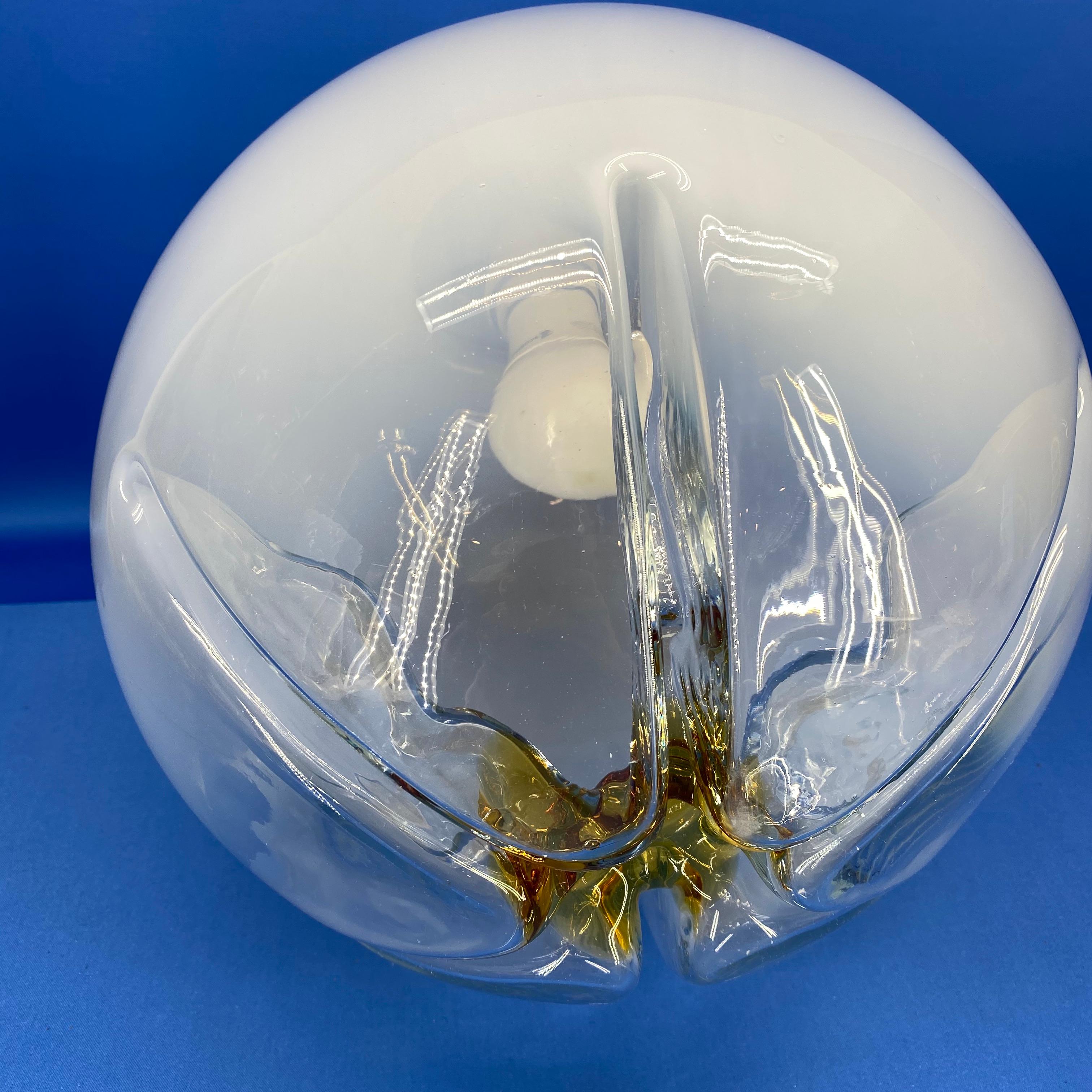 Large Murano Mazzega Glass Globe Ceiling Lamp, 1960s, Italy For Sale 9