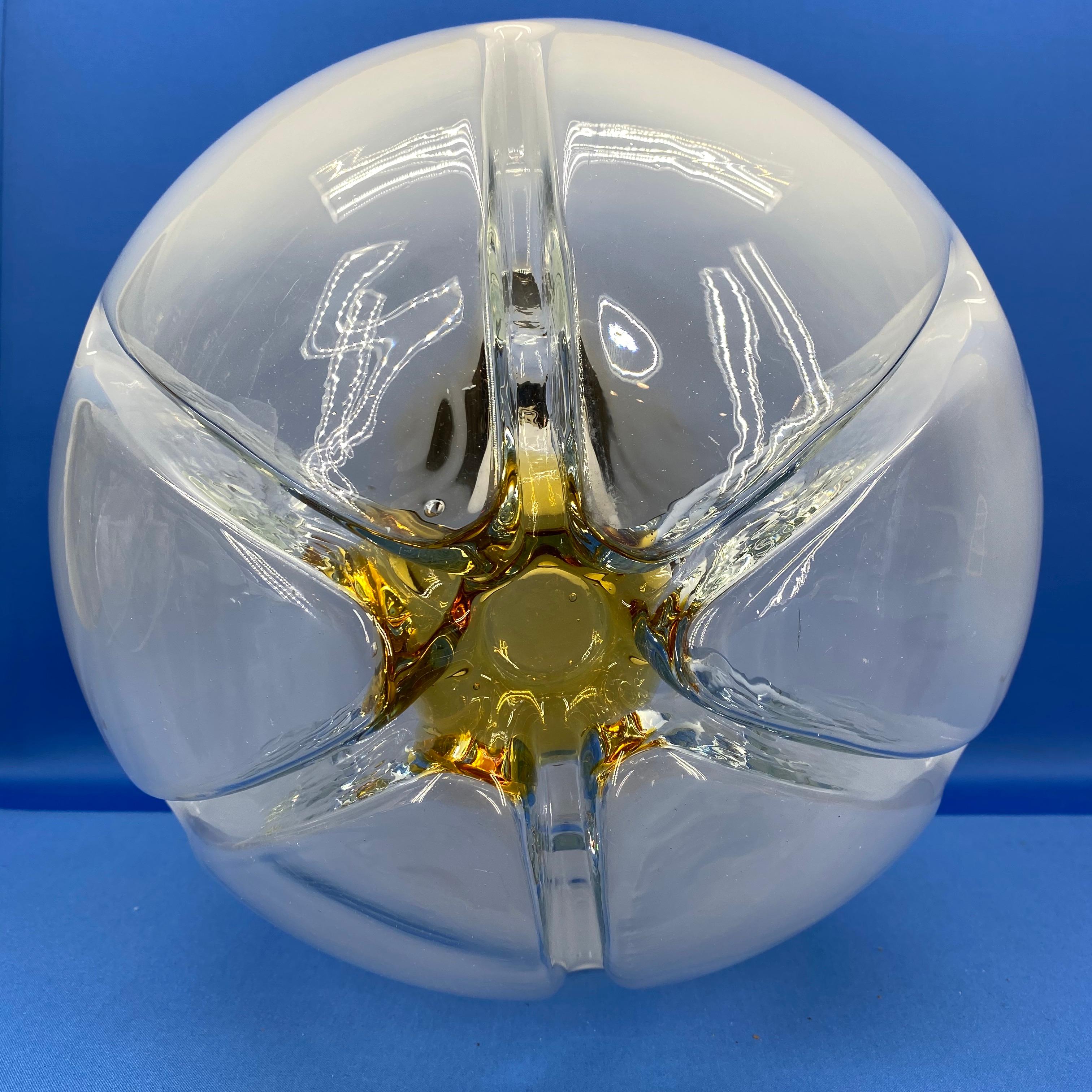 Large Murano Mazzega Glass Globe Ceiling Lamp, 1960s, Italy In Good Condition For Sale In Haddonfield, NJ