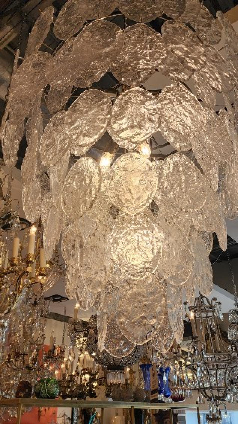 Mid-Century moderno Grande lampadario a più piani in vetro di Murano in vendita
