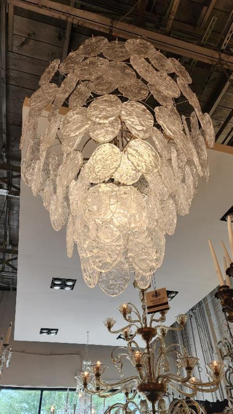 XX secolo Grande lampadario a più piani in vetro di Murano in vendita
