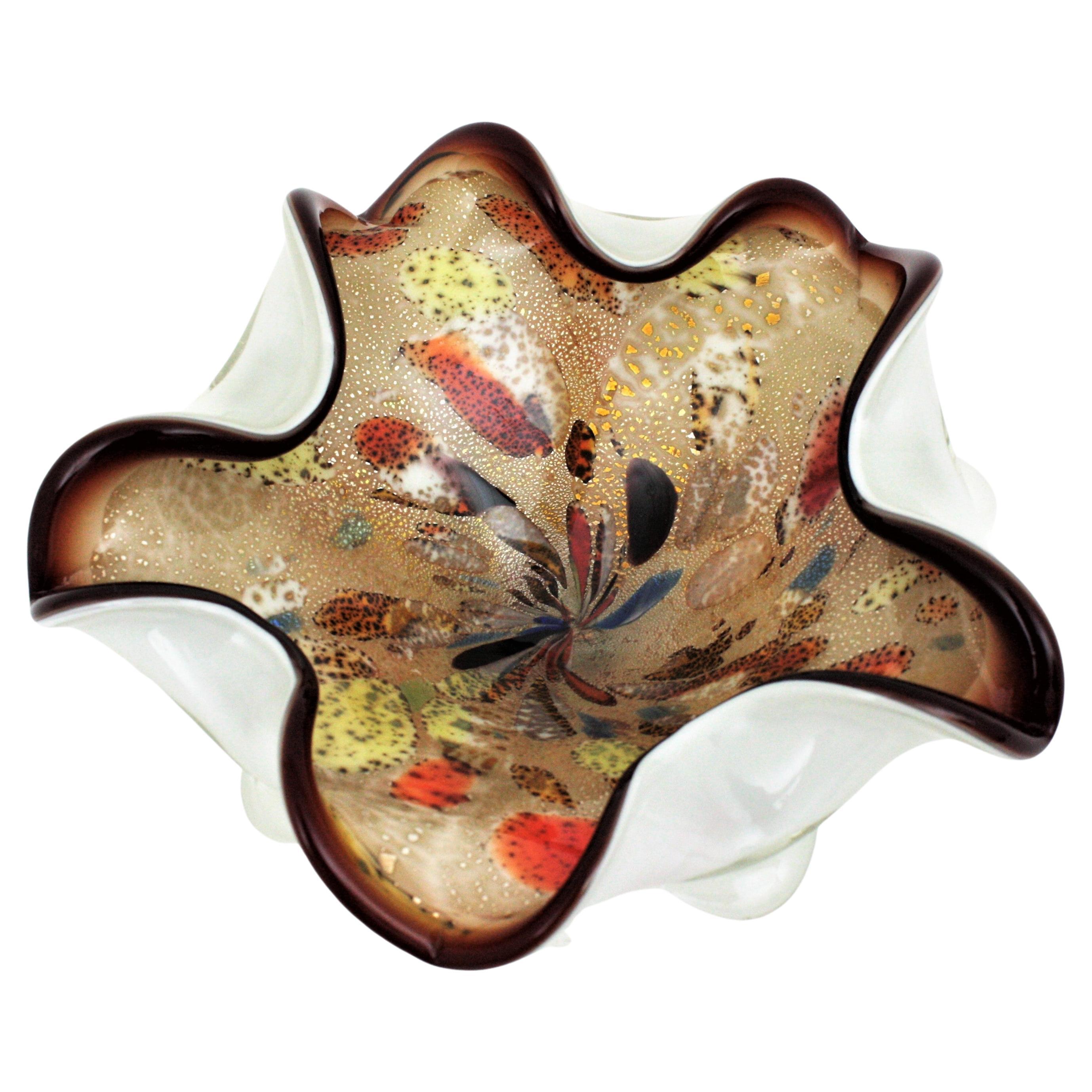 Große Schale aus italienischem Murano-Kunstglas mit mehrfarbiger Murrine von Dino Martens Avem (Handgefertigt) im Angebot