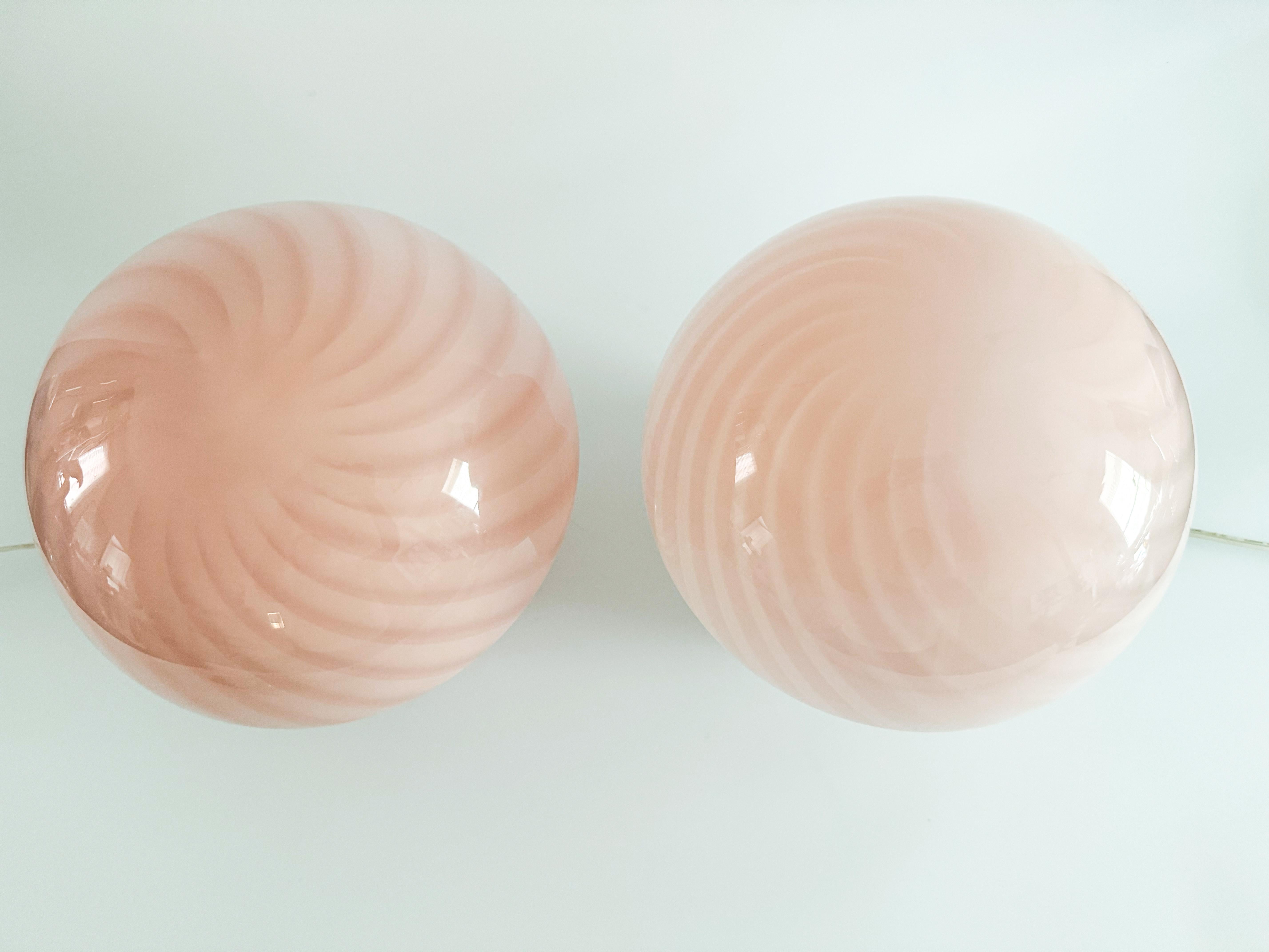 Large Murano Mushroom Light Pink Swirl Glass Fungo Table Lamp 1