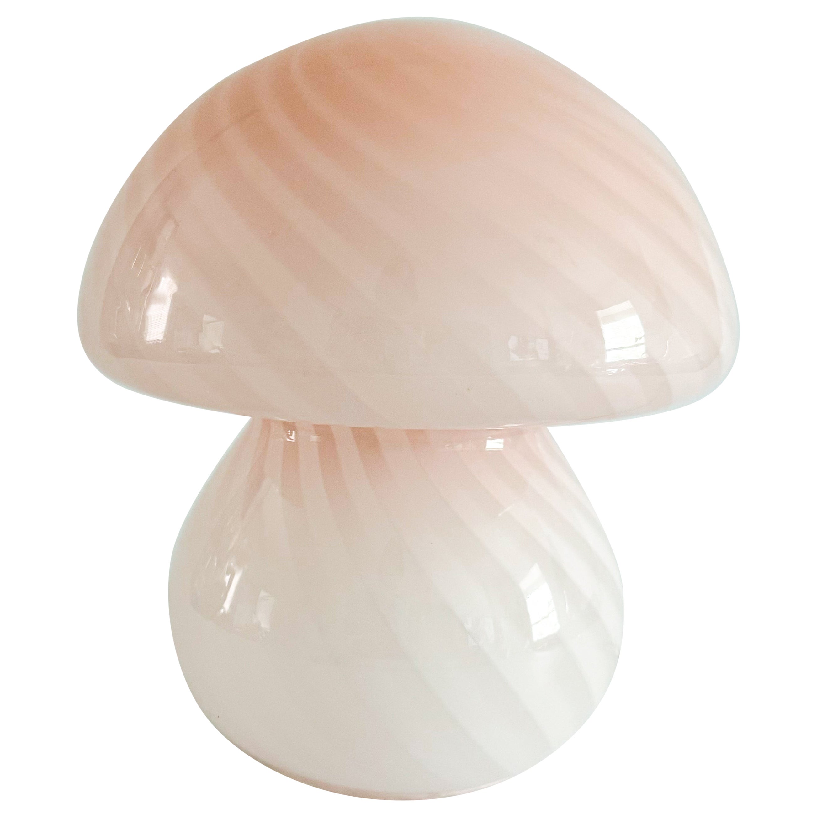 Grande lampada da tavolo Fungo di Murano in vetro rosa chiaro a vortice