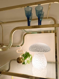 Large Murano Mushroom Shaped Dotted White and Black Glass Table Lamp