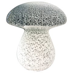 Large Murano Mushroom Shaped Dotted White and Black Glass Table Lamp
