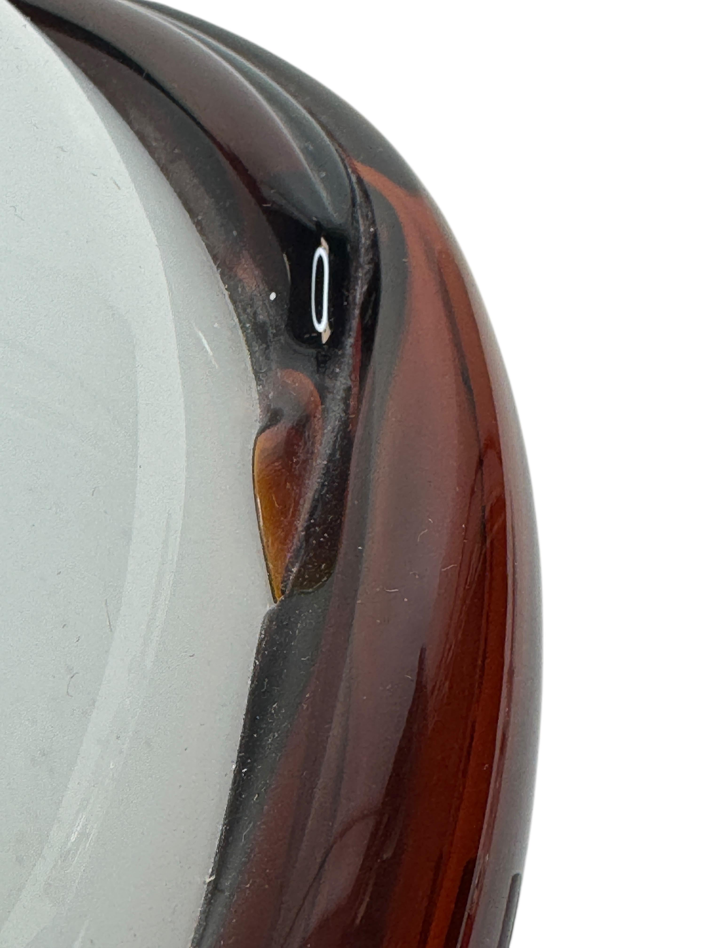 Große Murano Opalglas & braunen Streifen Flush Mount Made by Itre Italien 1980er im Angebot 4