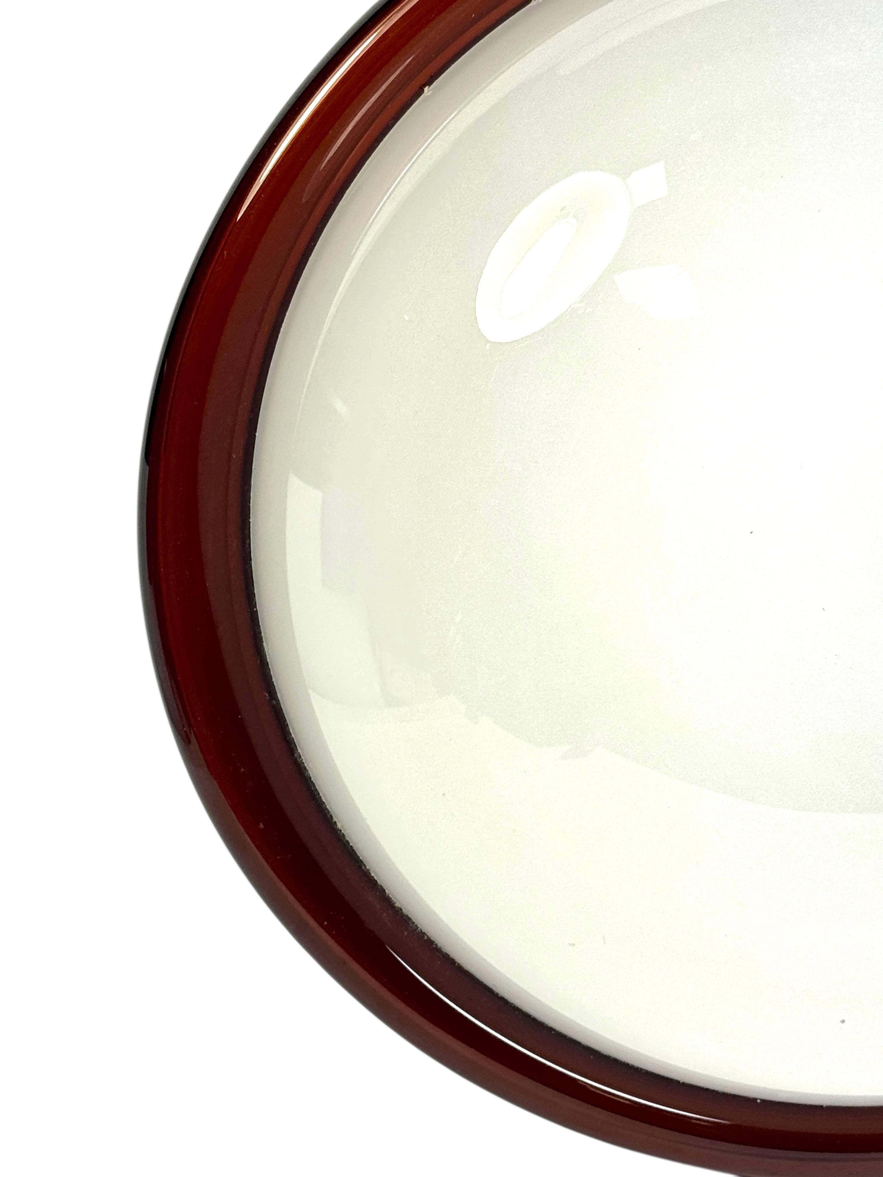 Große Murano Opalglas & braunen Streifen Flush Mount Made by Itre Italien 1980er im Angebot 5