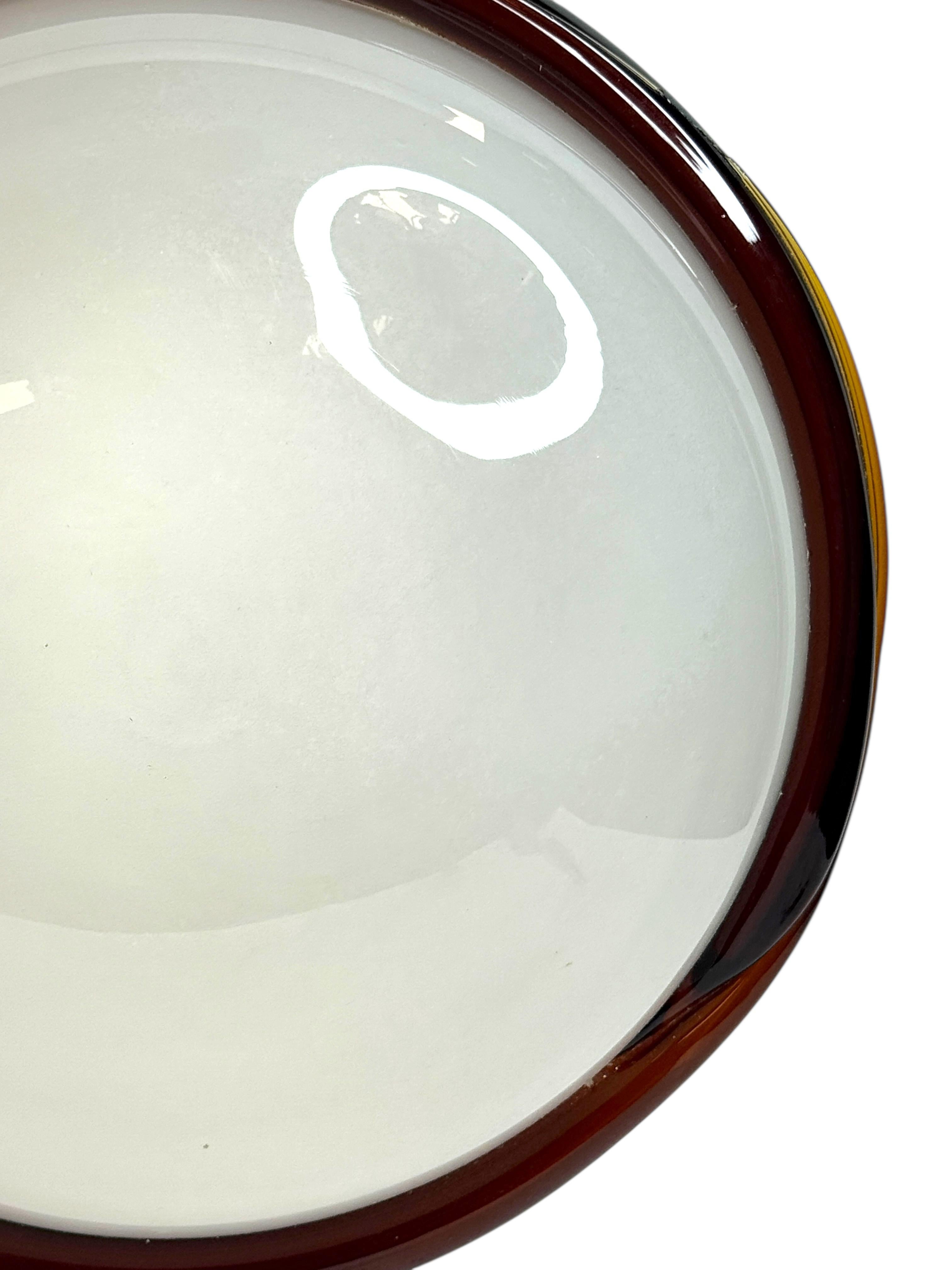 Große Murano Opalglas & braunen Streifen Flush Mount Made by Itre Italien 1980er im Angebot 6