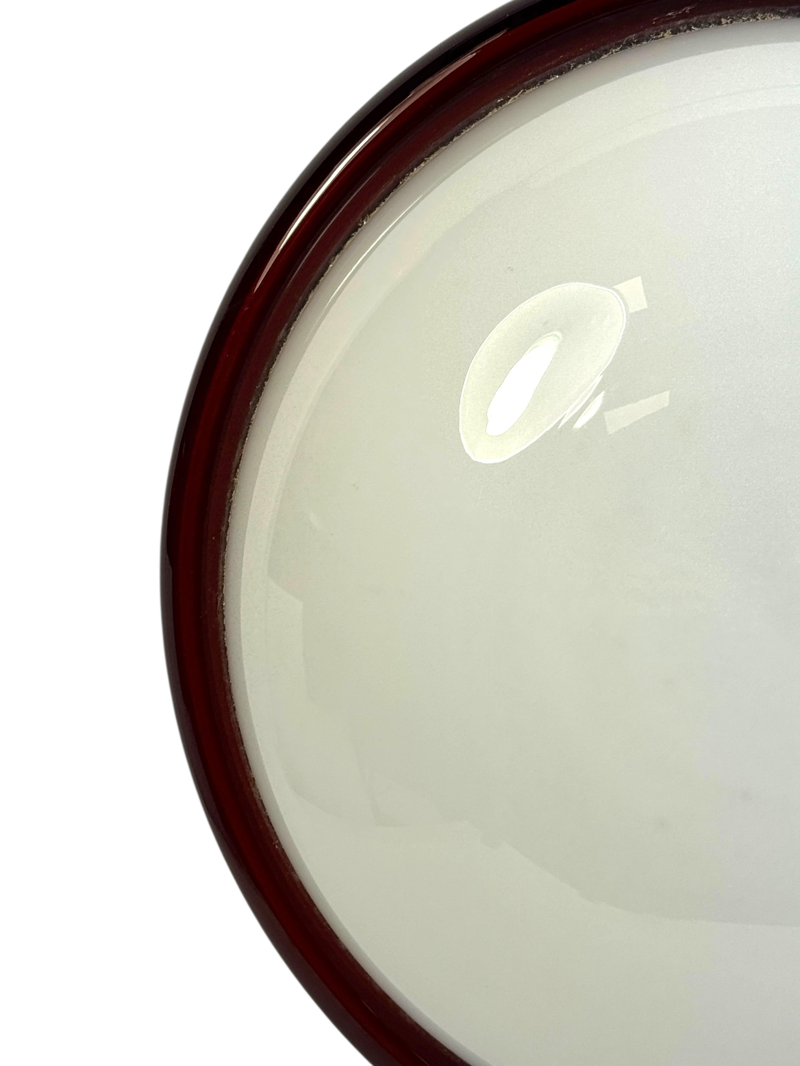 Große Murano Opalglas & braunen Streifen Flush Mount Made by Itre Italien 1980er im Angebot 6