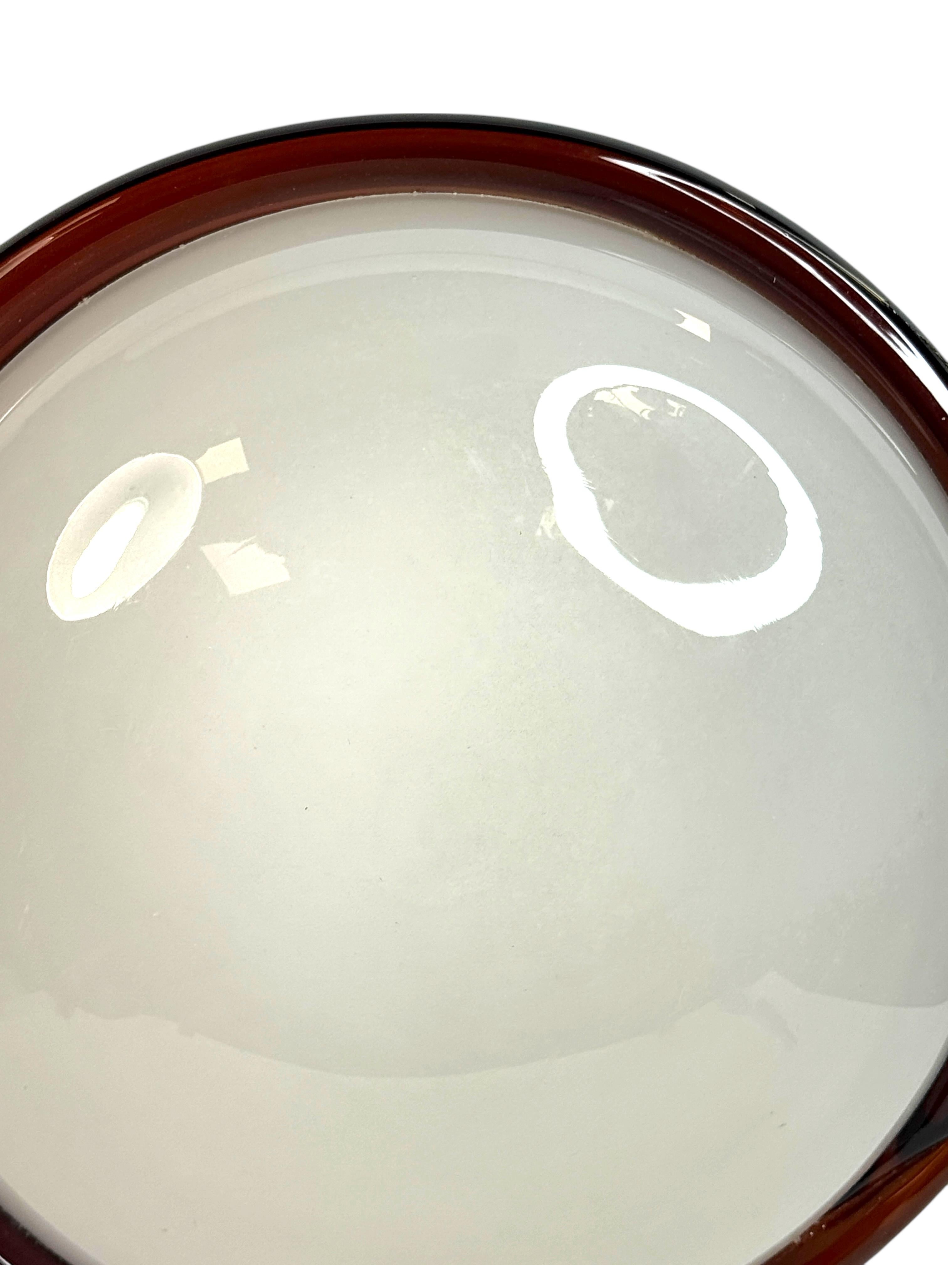 Große Murano Opalglas & braunen Streifen Flush Mount Made by Itre Italien 1980er im Angebot 7