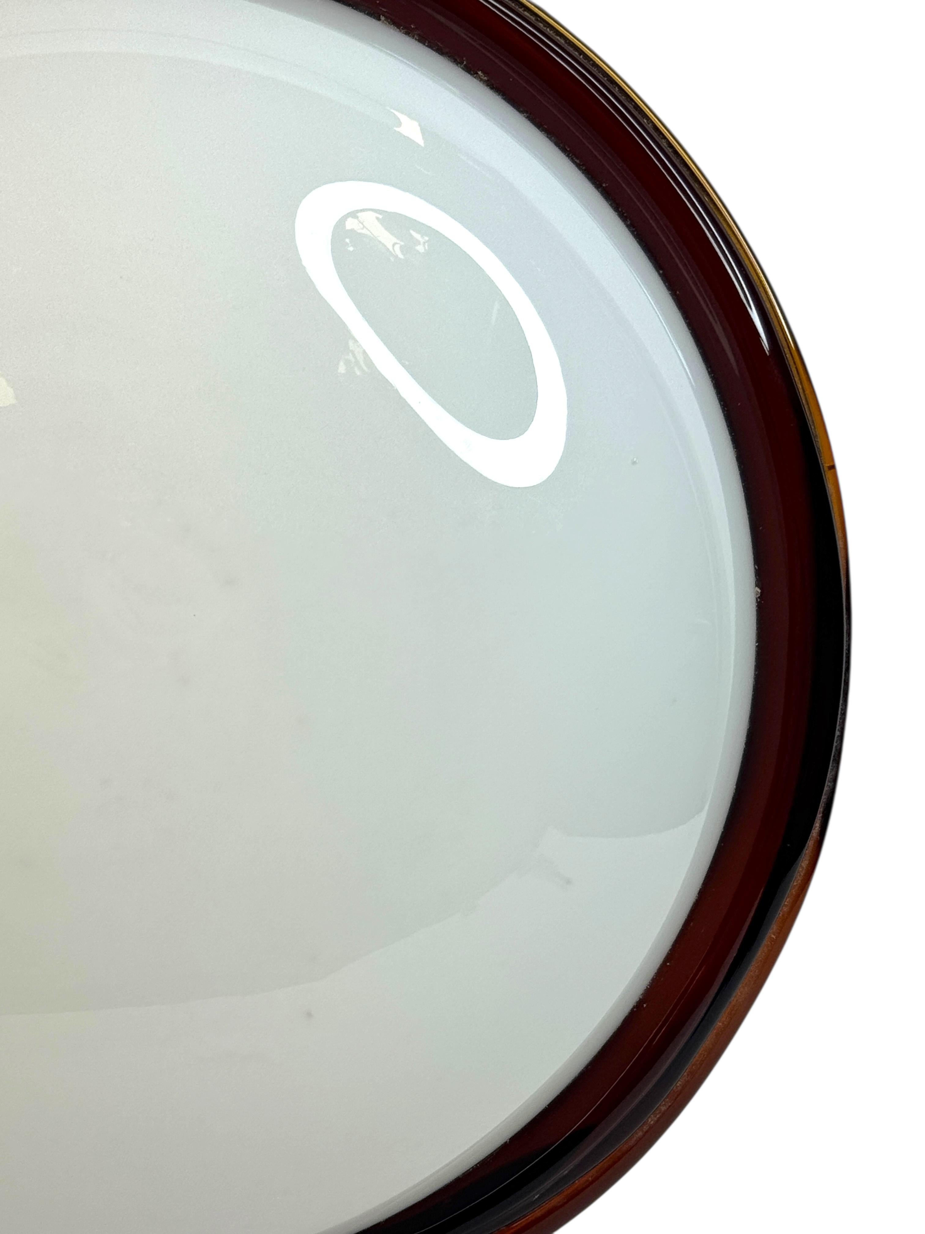 Große Murano Opalglas & braunen Streifen Flush Mount Made by Itre Italien 1980er im Angebot 7