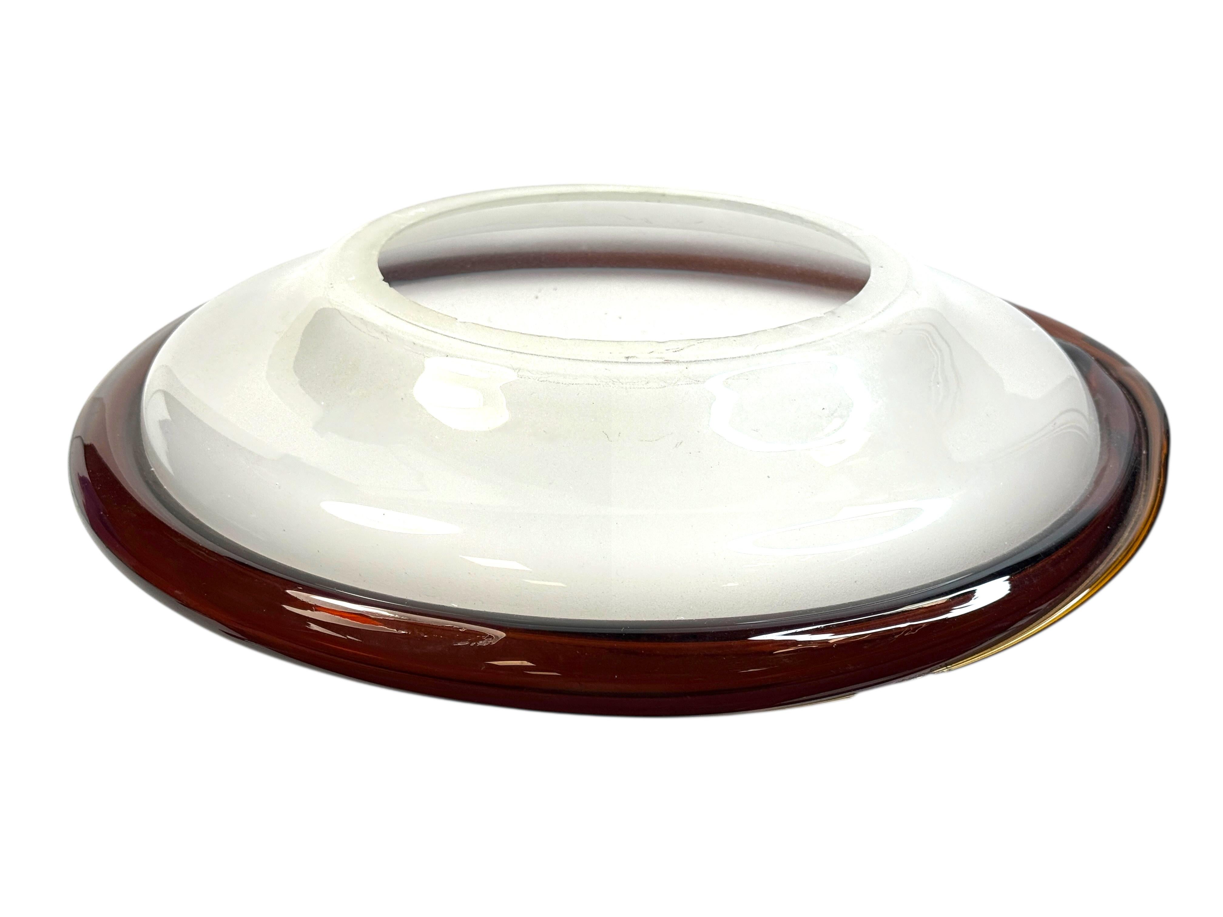 Große Murano Opalglas & braunen Streifen Flush Mount Made by Itre Italien 1980er im Angebot 8