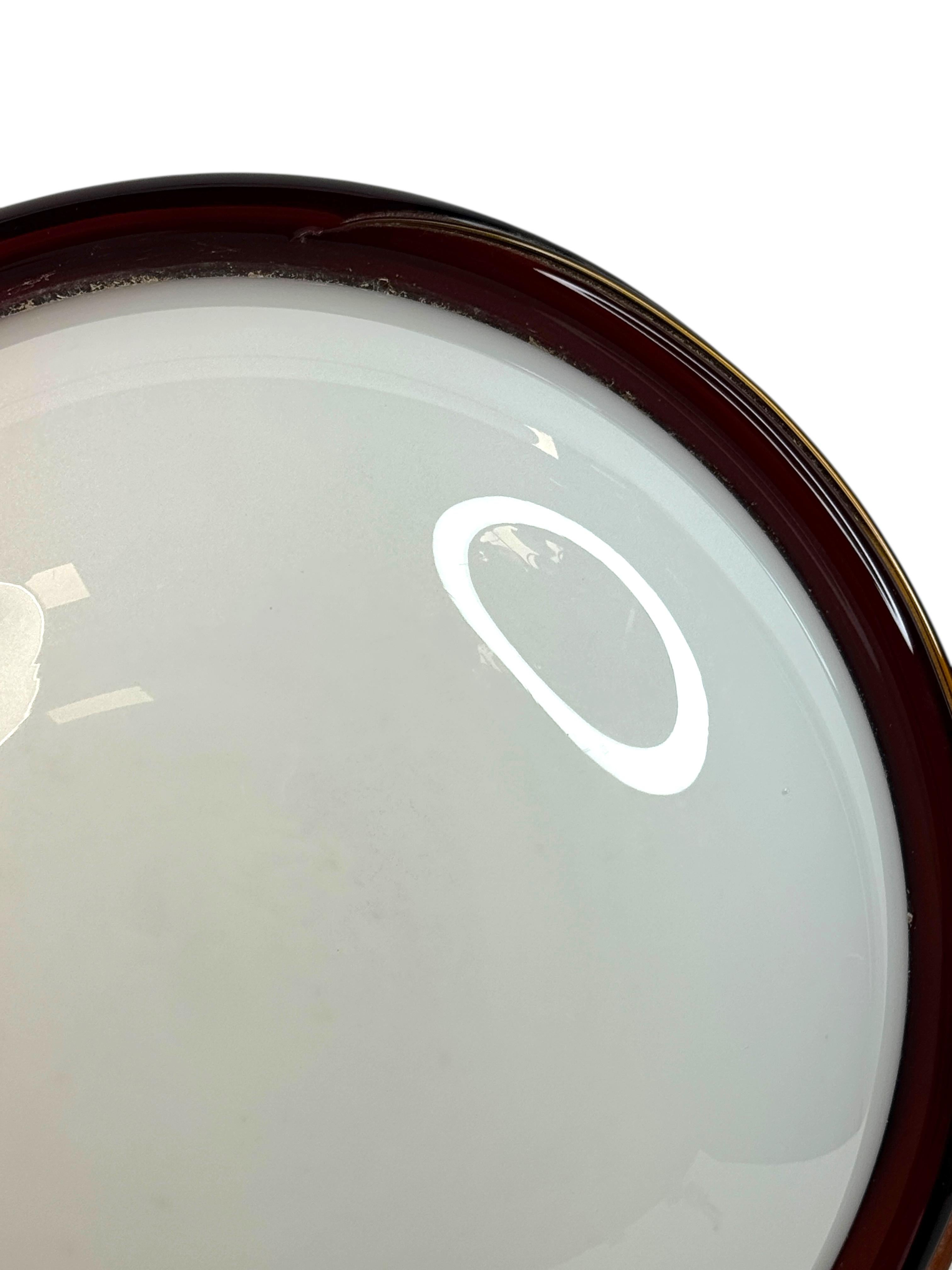 Große Murano Opalglas & braunen Streifen Flush Mount Made by Itre Italien 1980er im Angebot 8