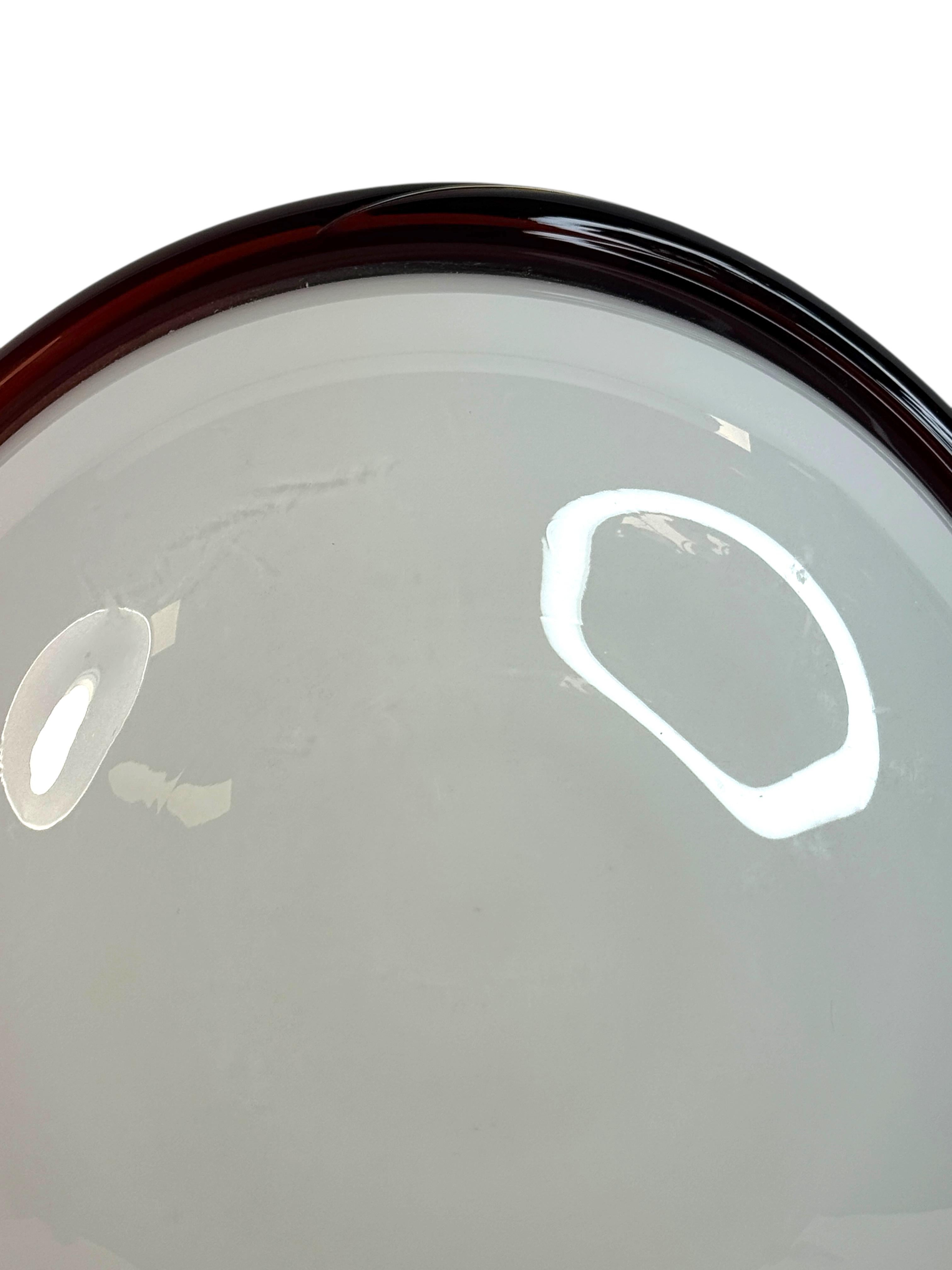 Große Murano Opalglas & braunen Streifen Flush Mount Made by Itre Italien 1980er im Angebot 8