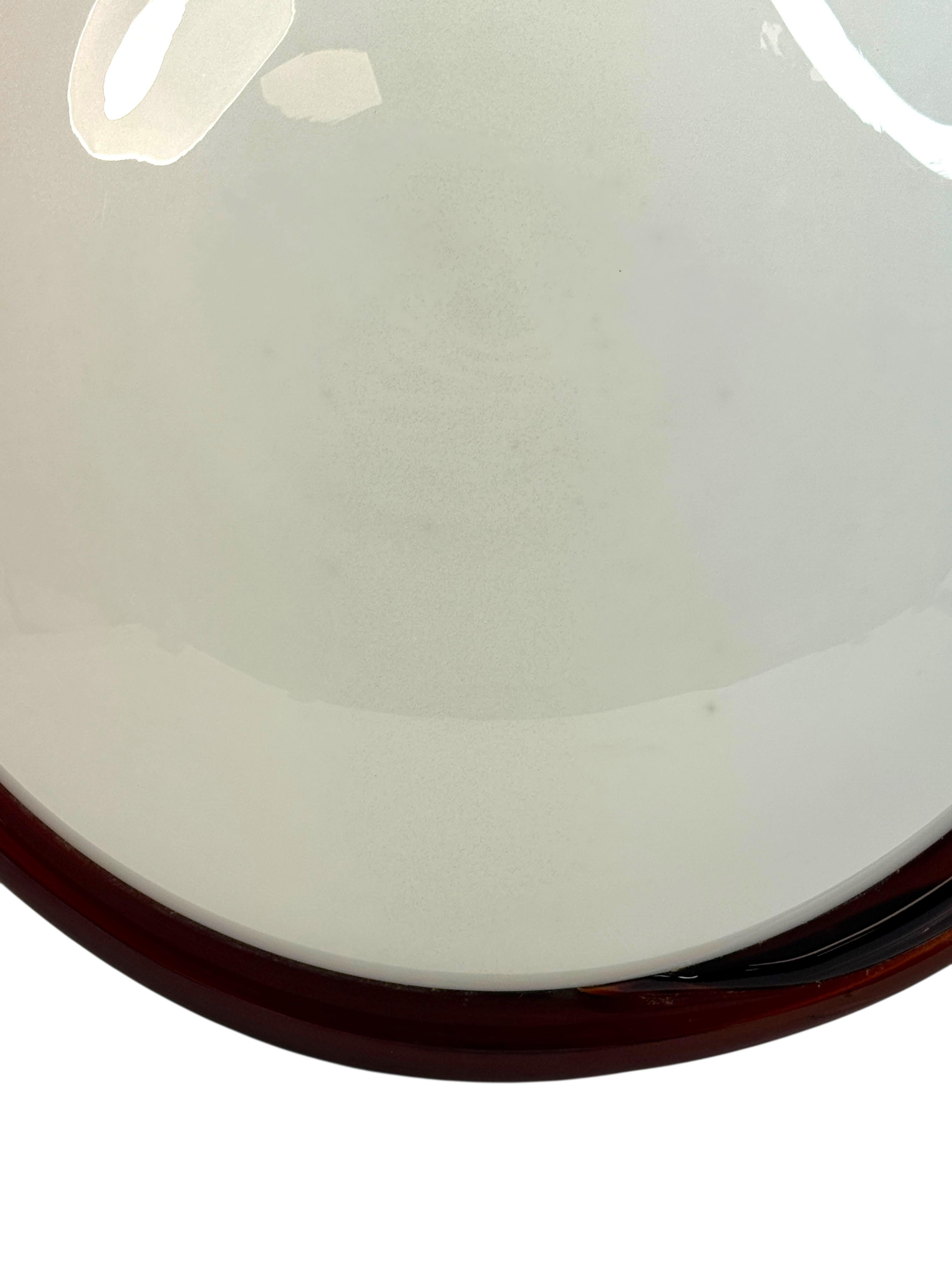 Große Murano Opalglas & braunen Streifen Flush Mount Made by Itre Italien 1980er im Angebot 9